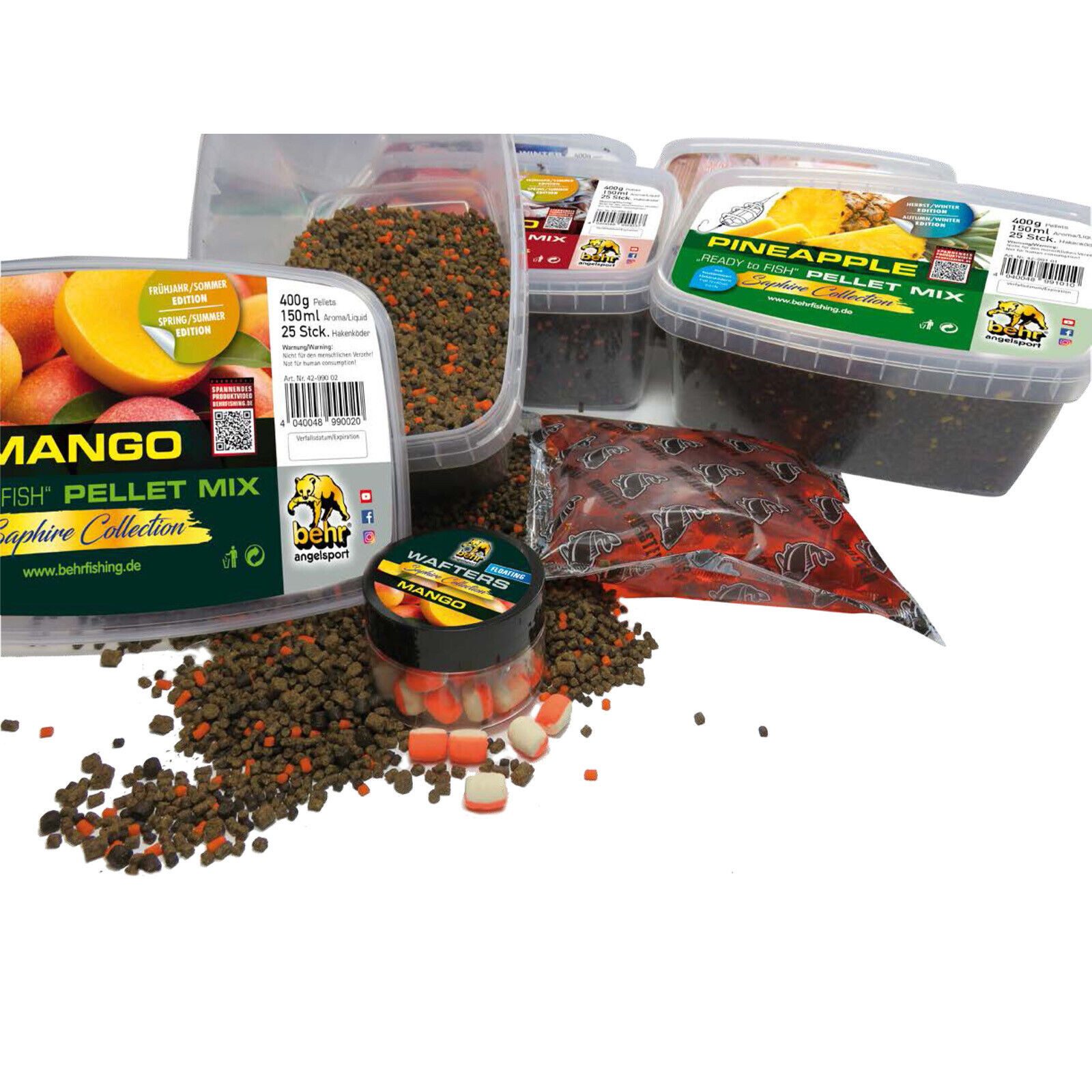 Behr Kunstköder Behr SET Pellet Mix, Frühjahr/Sommer - ver. Sorten Pellets Aroma PopUp, Sehr fängig und lockt noch so manchen scheuen Fisch zum Platz