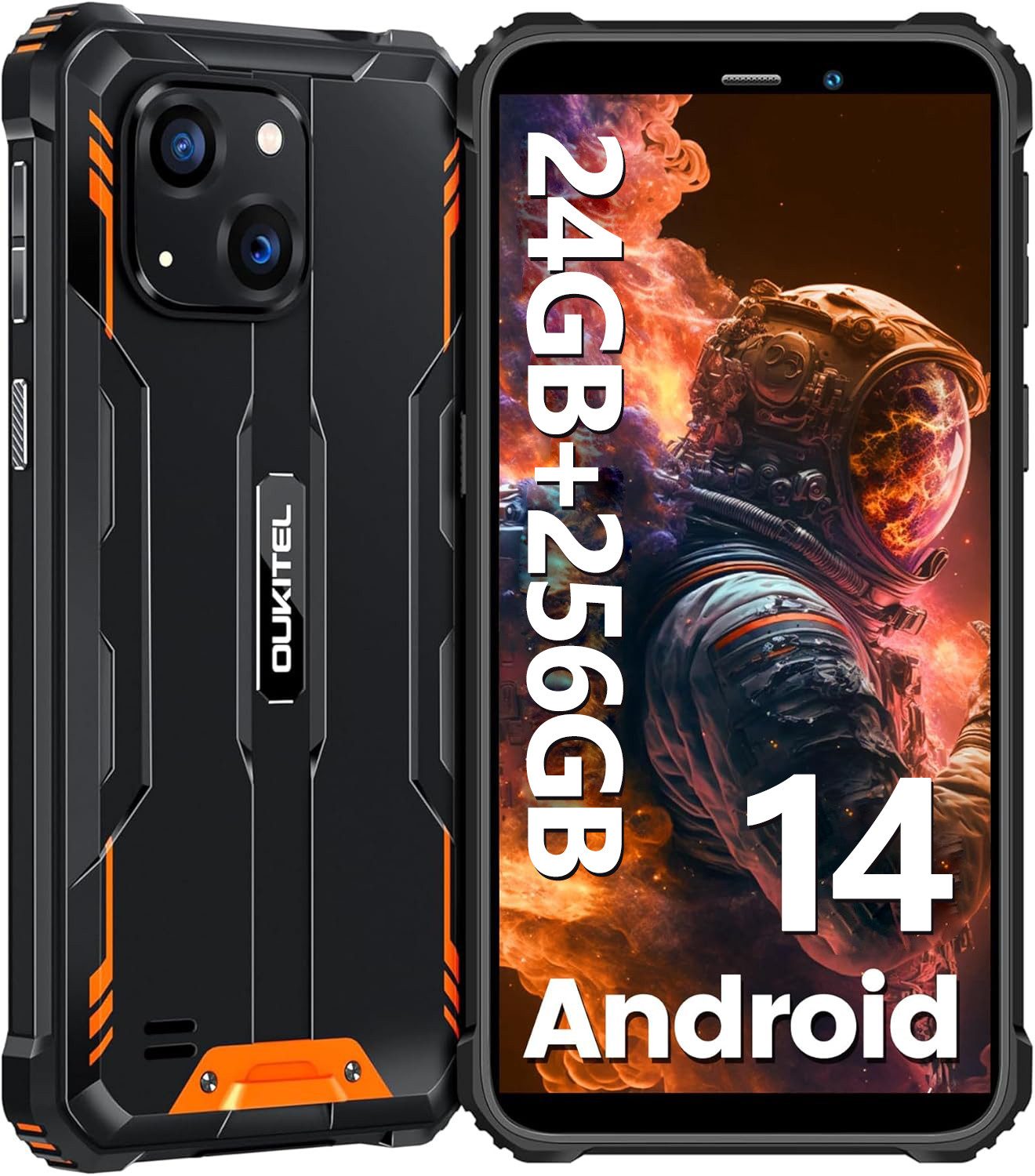 OUKITEL WP32 Pro Android 14 Outdoor Smartphone (15,21 cm/6 Zoll, 256 GB Speicherplatz, 20 MP Kamera, 24GB RAM + 256GB ROM, 6 Zoll HD Display, 6300mAh, NFC, IP68/IP69K)