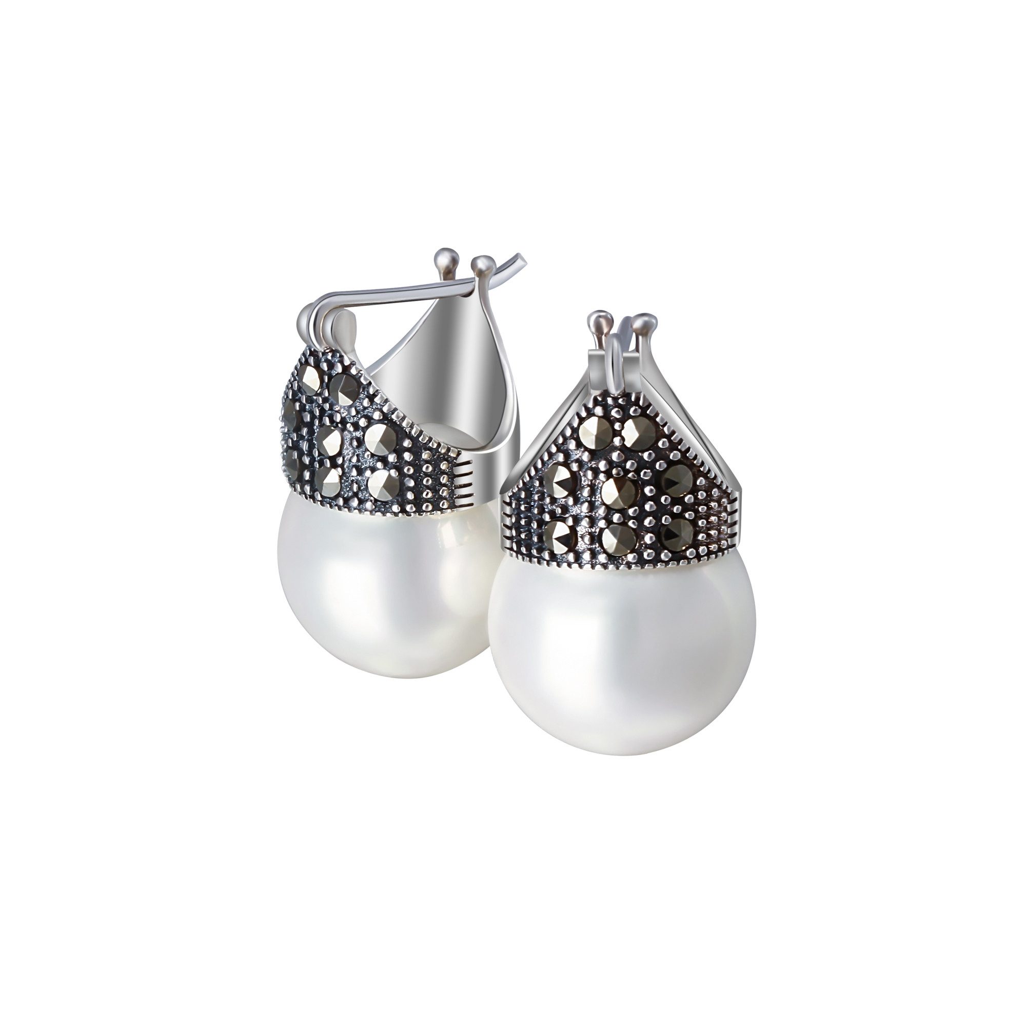 Runde Perlé Серьги из бисера Retro Серьги Olivia, große Shell-Perle, handgefertigte Серьги, 925er Silber, 18K Gold