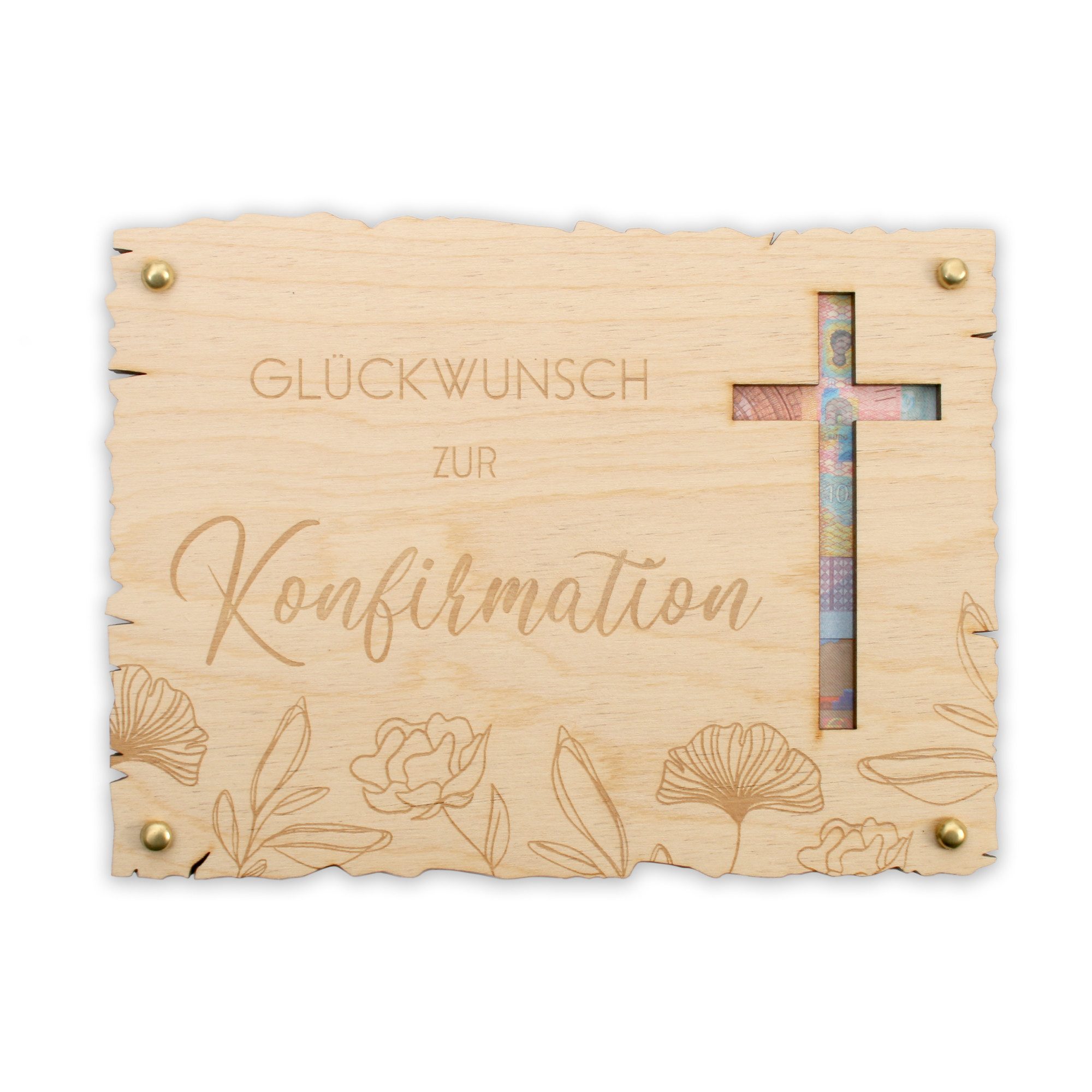 Kreative Feder Glückwunschkarte „Glückwunsch zur Konfirmation“ - Glückwunsch-Karte aus Holz
