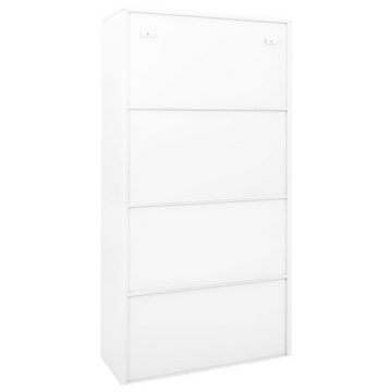 vidaXL Fächerschrank Büroschrank mit Schiebetür Weiß 90x40x180 cm Stahl (1-St)