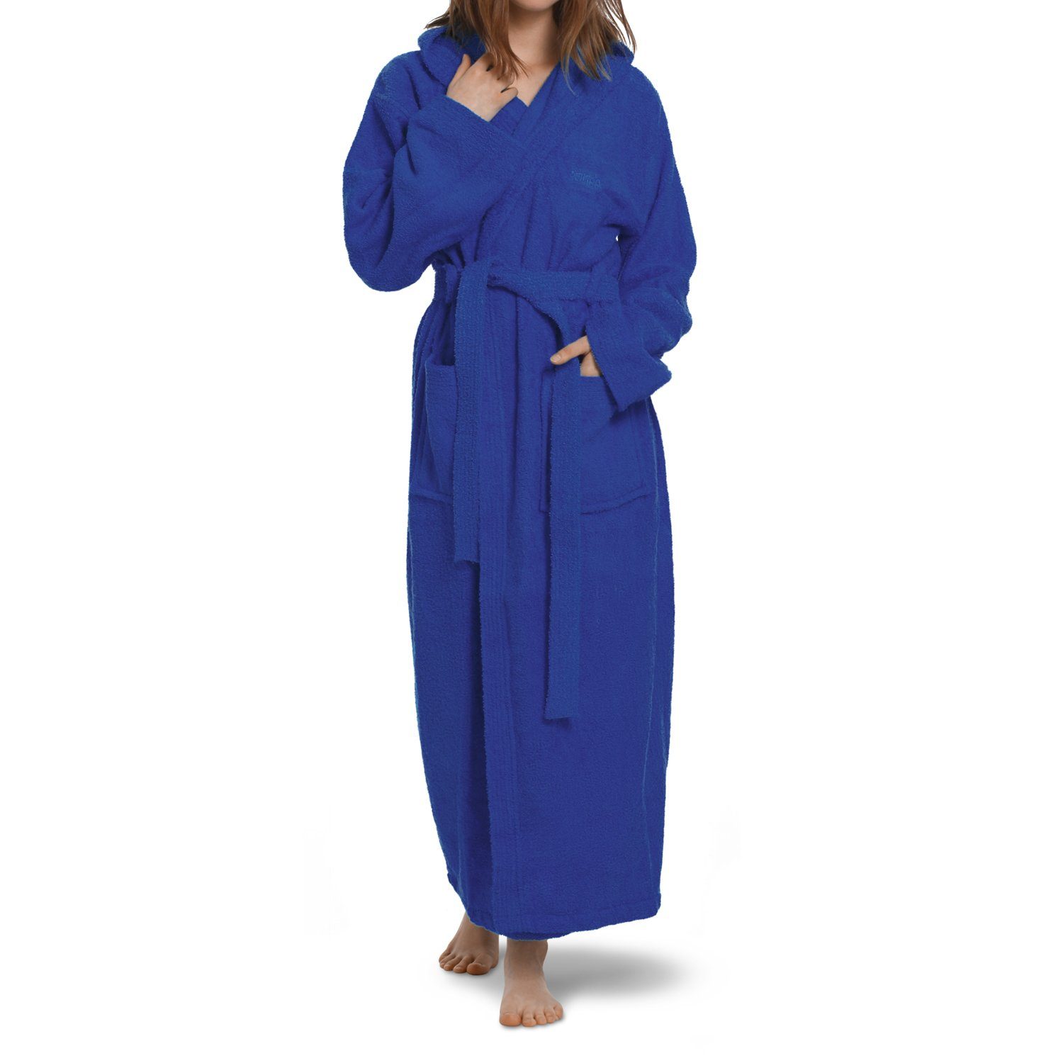 Bademantel Unisex Frottee Bademantel mit Kapuze 100% Baumwolle, Extra-Lang