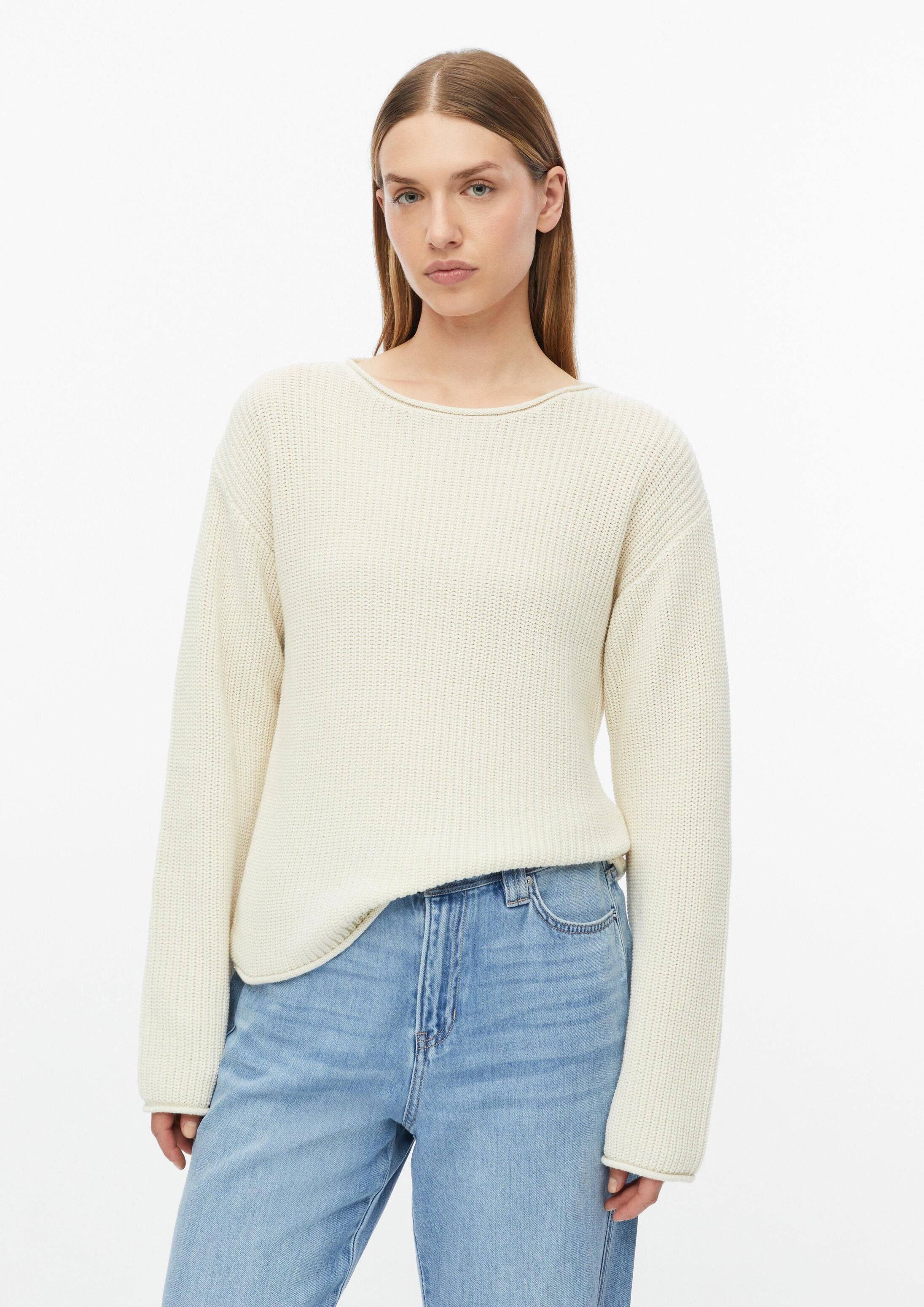 s.Oliver Longpullover Strickpullover Gerippter Strickpullover mit Rollsaum