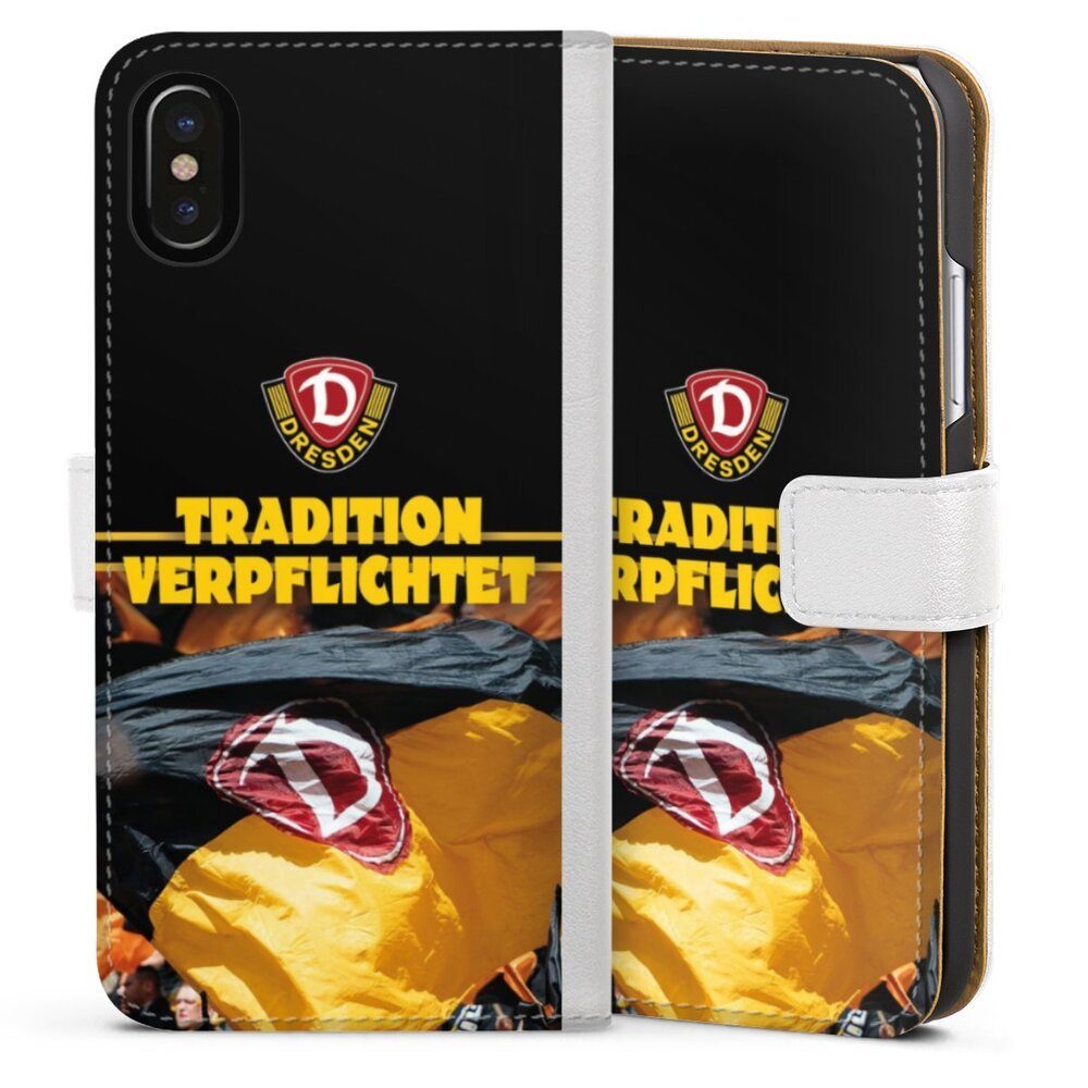DeinDesign Handyhülle SG Dynamo Dresden Fanartikel SGD Tradition Verpflichtet Dynamo Dresden, Apple iPhone X Hülle Handy Flip Case Wallet Cover Handytasche Leder