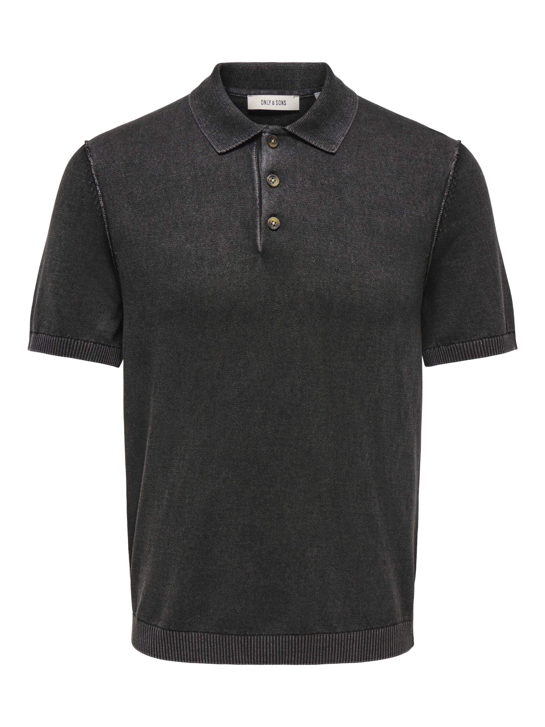 T-Shirt ONSGARSON SS REG WASH POLO KNIT, Black