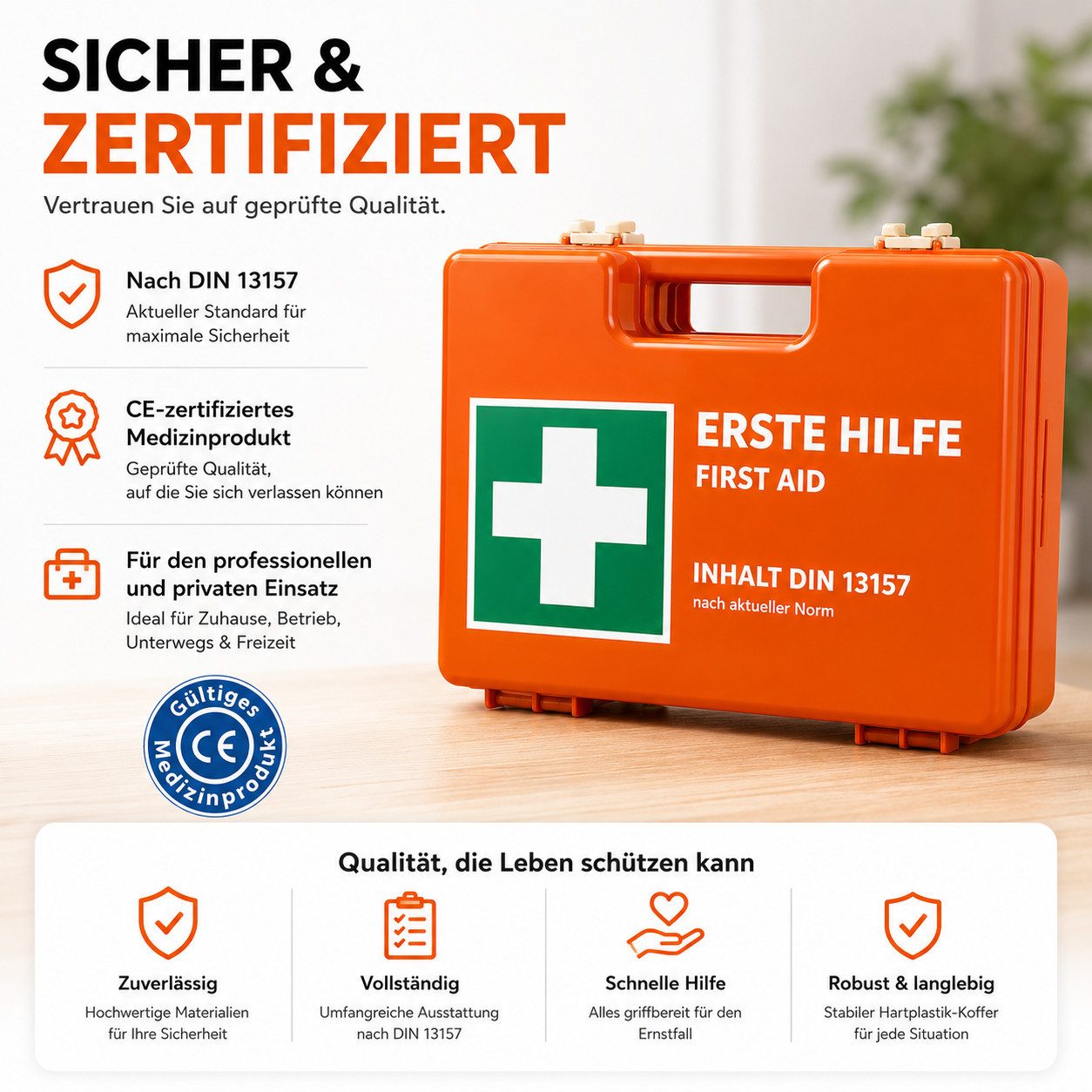 Praktikraft KFZ-Verbandtasche Erste-Hilfe-Koffer mit Wandhalterung und Verbandmaterialien, (Set, 1 St) – Bild 4 von 5