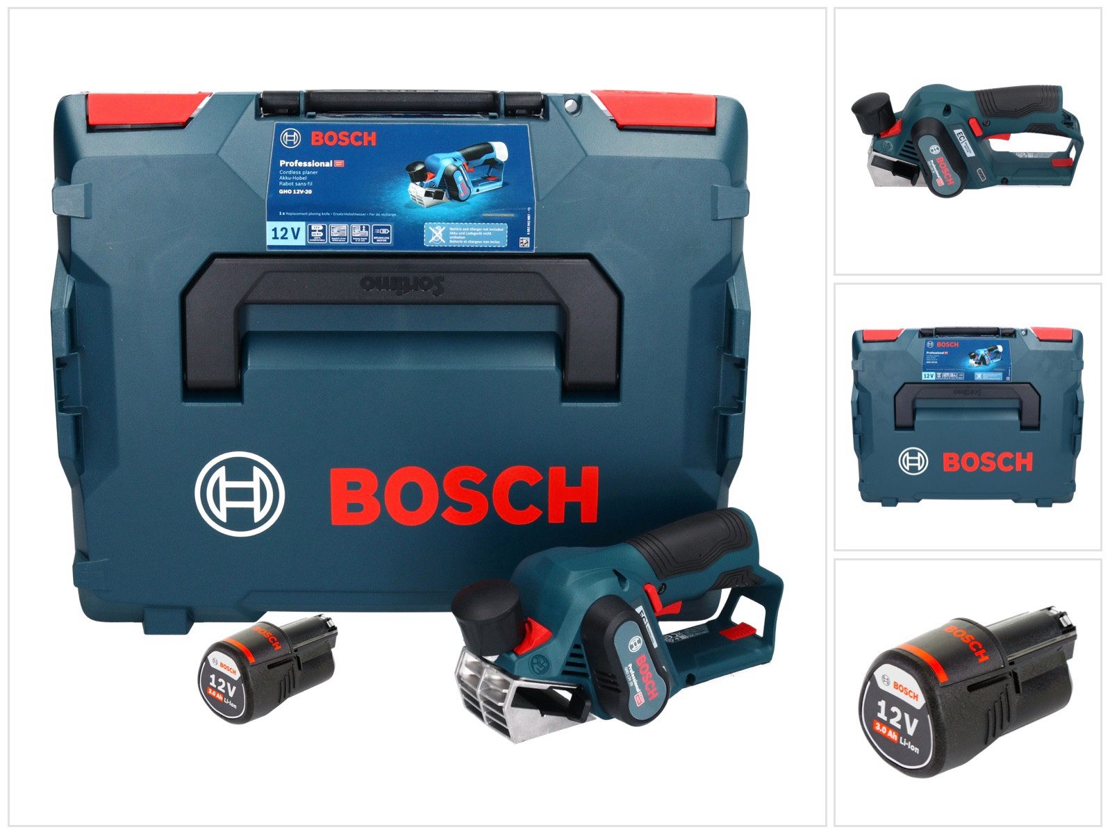Bosch Professional Akku-Elektrohobel GHO 12V-20 Professional Akku Hobel 12 V Brushless + 1x Akku 3,0 Ah