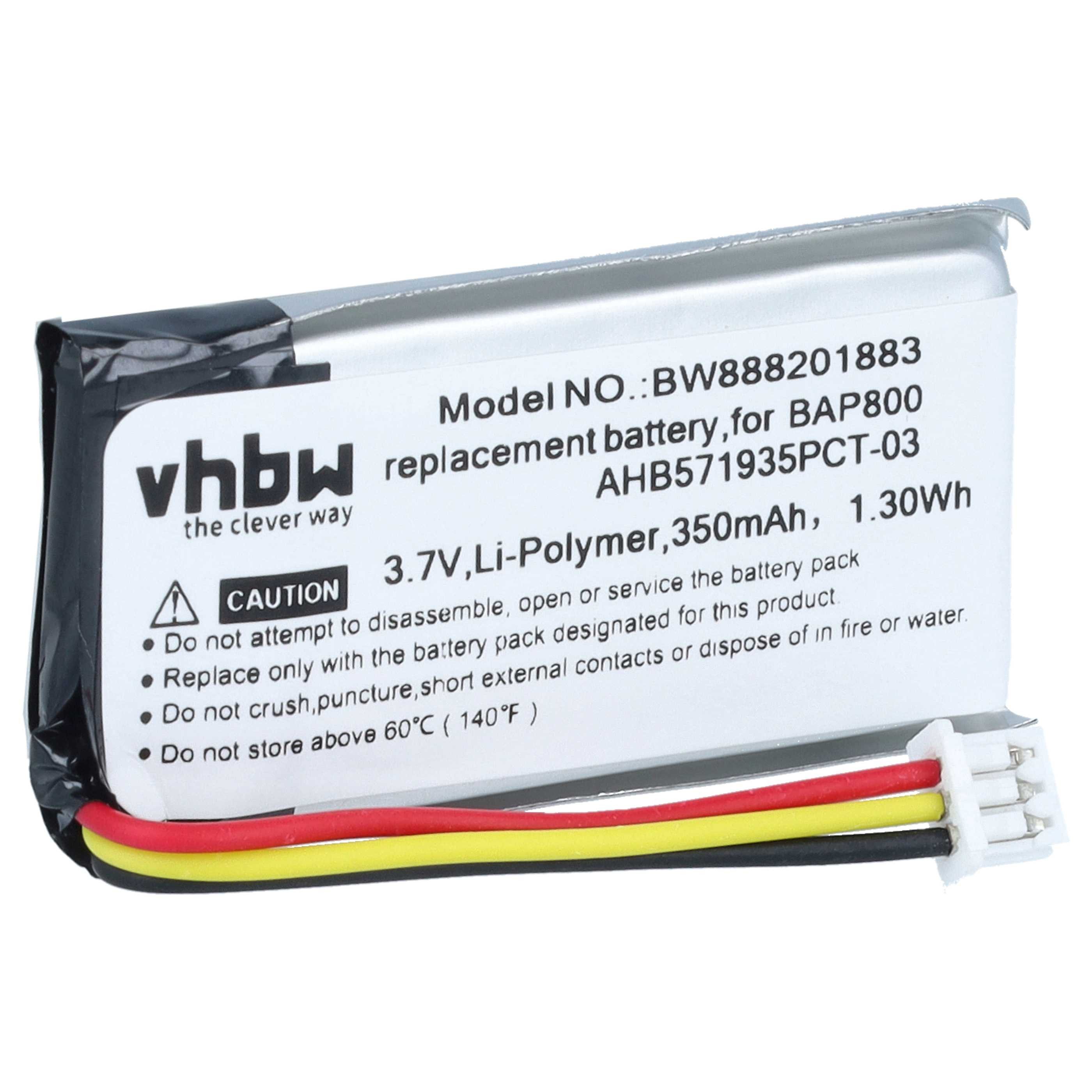 vhbw Akku Ersatz für Sennheiser AHB571935PCT-03, CP-SN800, BAP 800, 586477, Akku Akku Li-Polymer 350 mAh (3,7 V, 1 St), Leistungsfähiger Austausch-Akku für Multimedia Stereo Amplifier