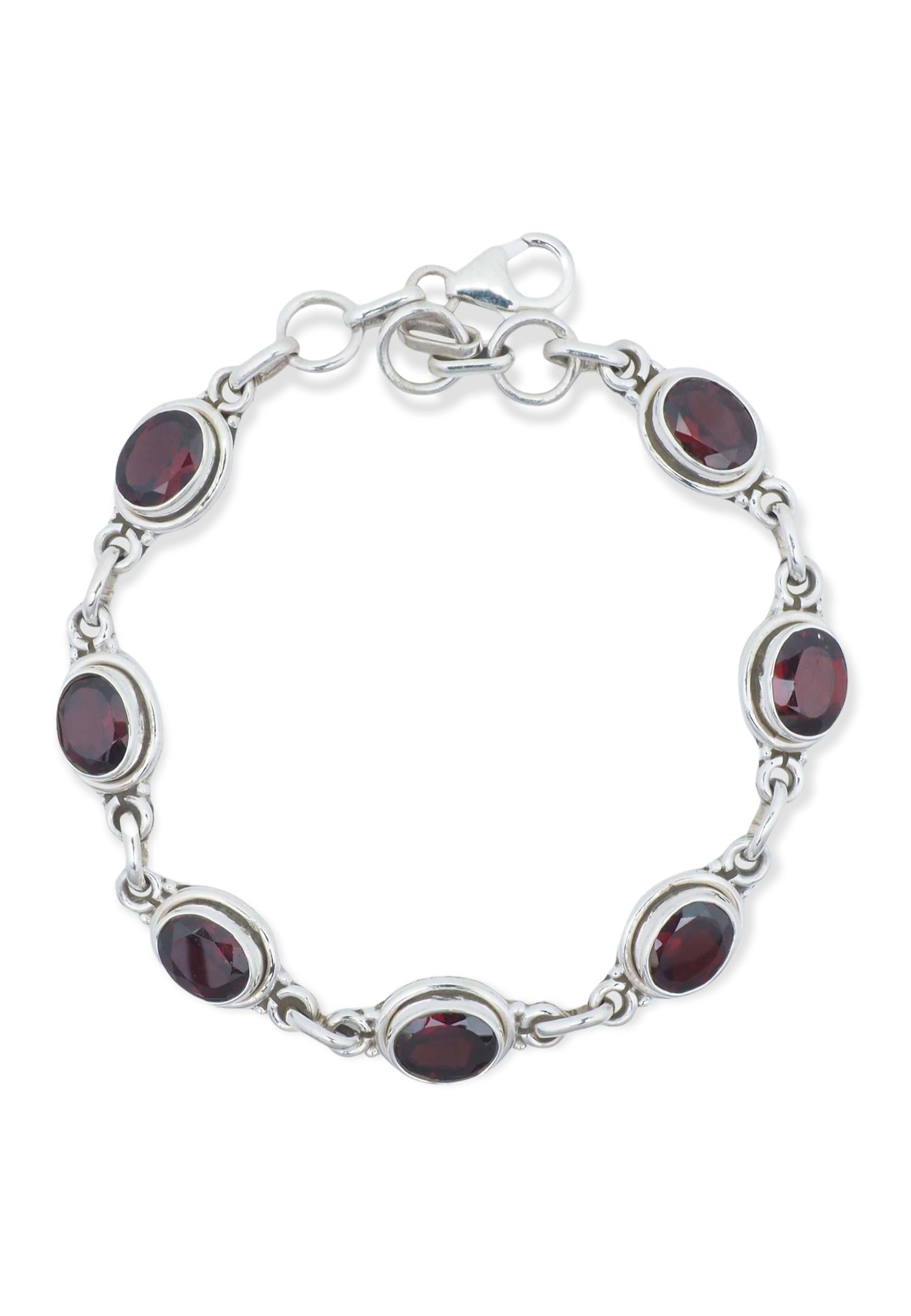 925er mantraroma Silberarmband facettiert mit Silber Granat