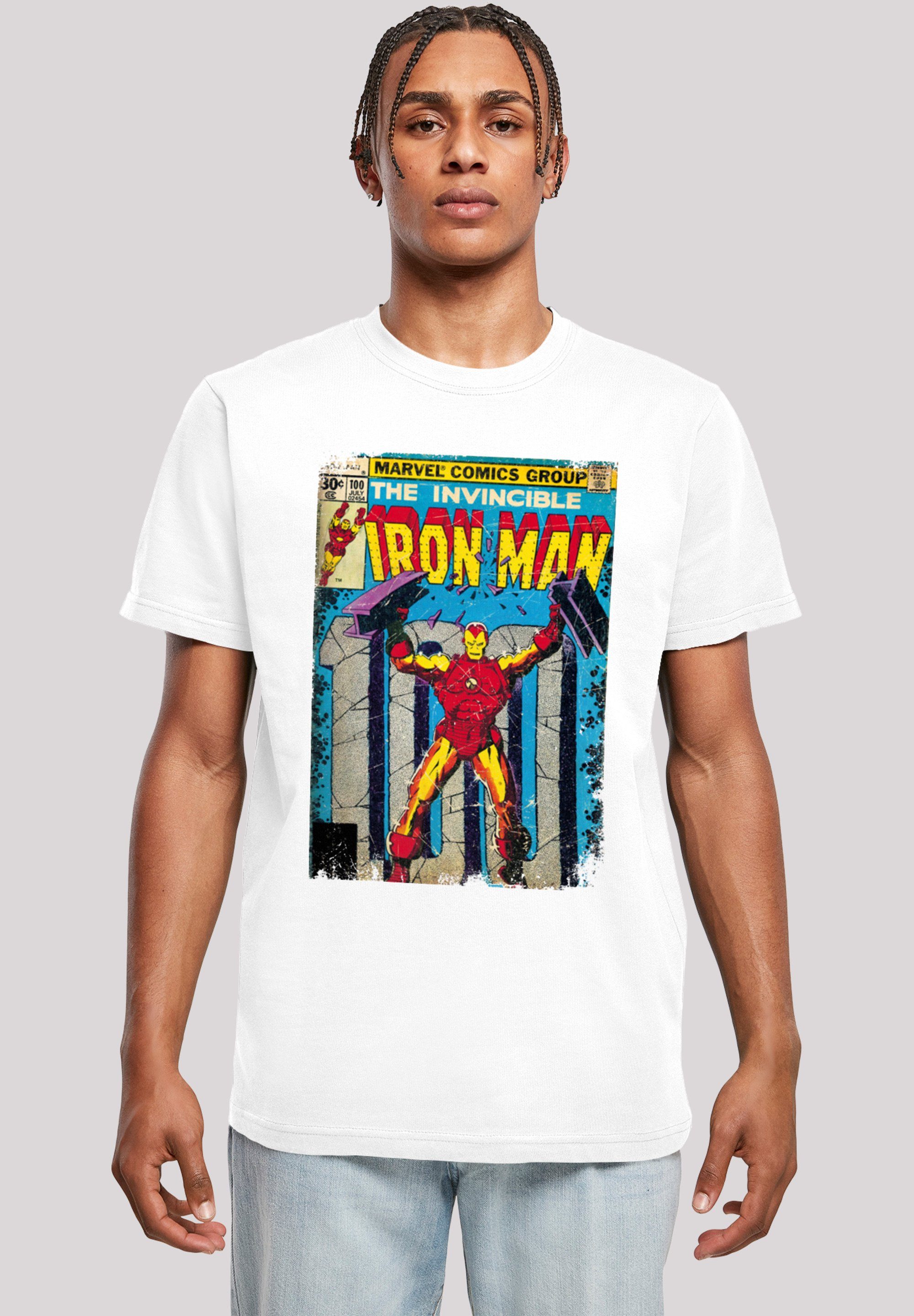 Herren,Premium Cover weiß F4NT4STIC Iron Man Merch,Regular-Fit,Basic,Logo Print Marvel T-Shirt