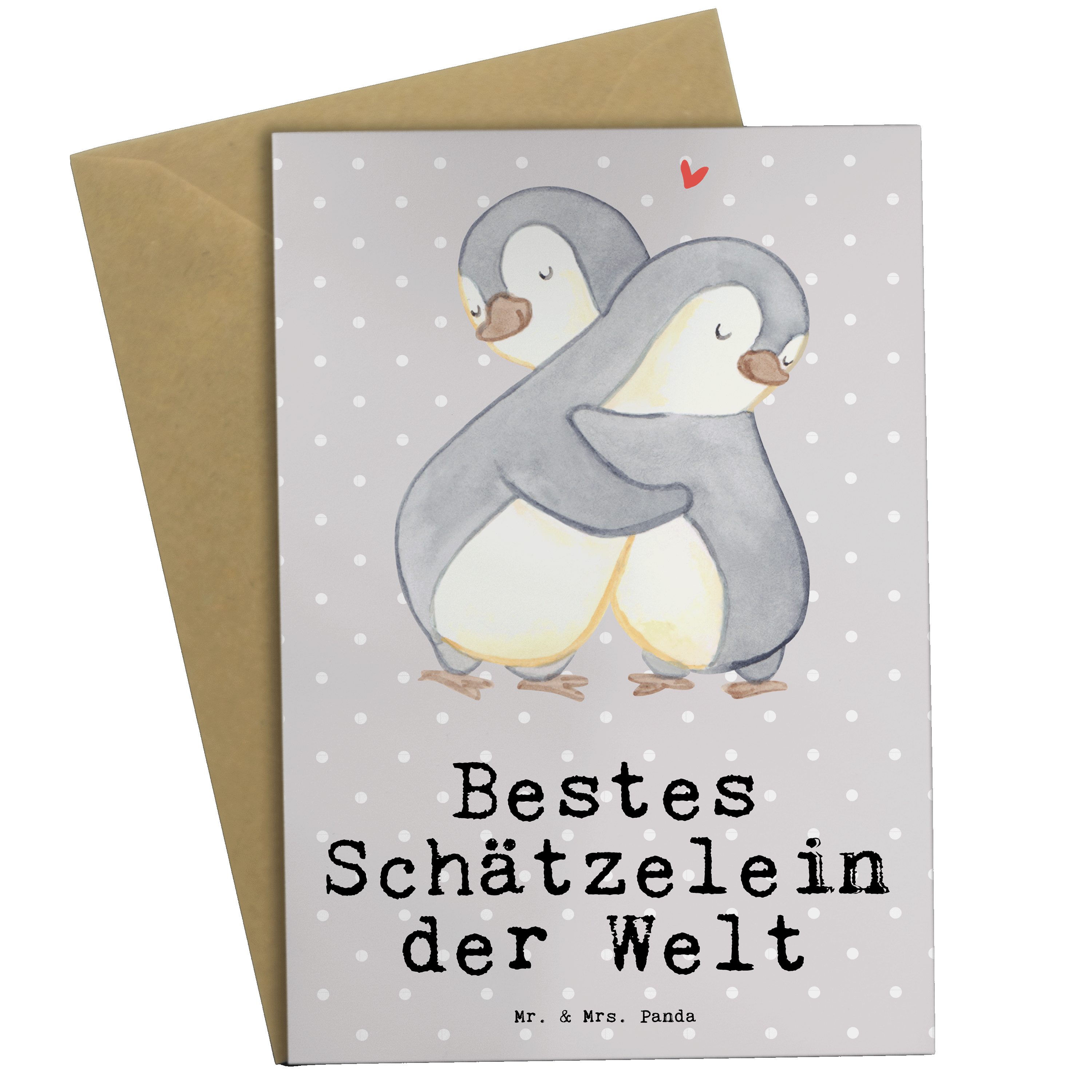 Mr. & Schätzelein Pinguin - Grußkarte Einlad Bestes Welt Mrs. Grau Panda Pastell - Geschenk, der