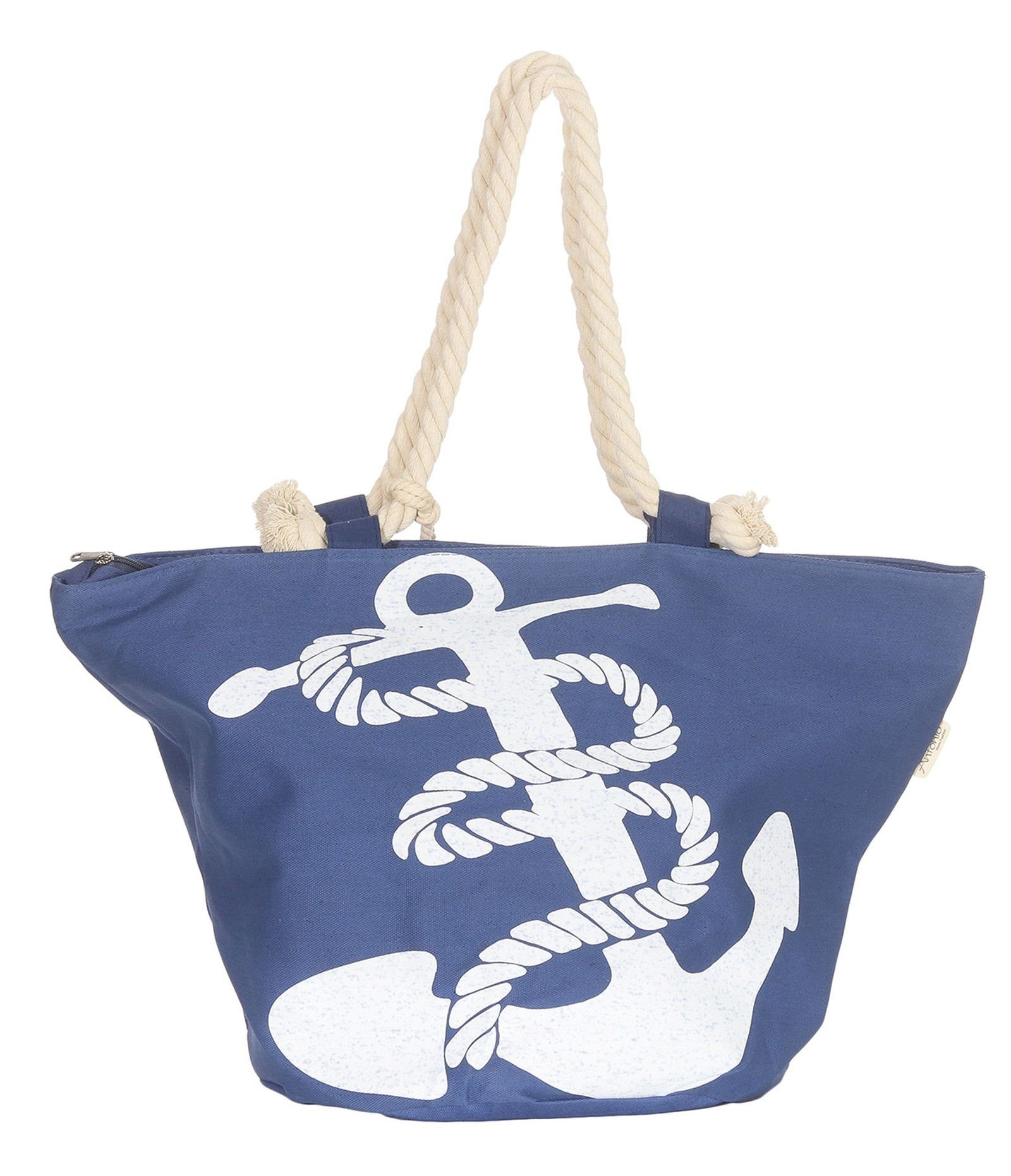 Antonio Strandtasche Große Strandtasche Badetaschen Anker Maritim Blau Weiß (86)