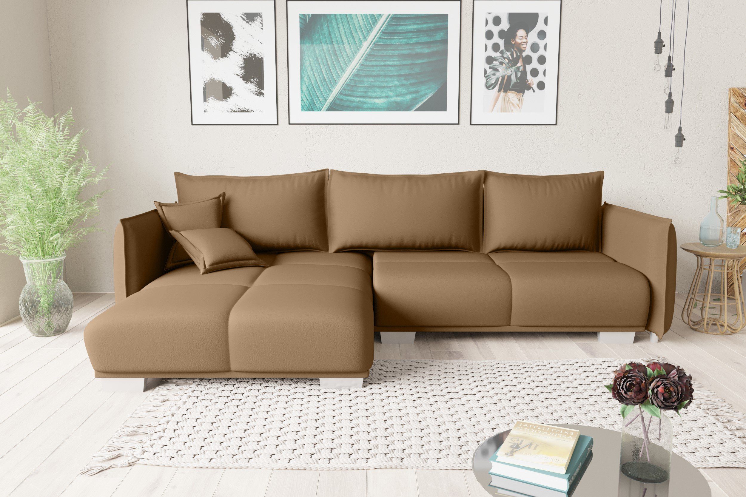 Stylefy Ecksofa Bennet, bestellbar, Kissen, Eckcouch, stellbar, L-Form, mane im inklusive frei rechts Bettfunktion, mit Design Modern oder Raum links