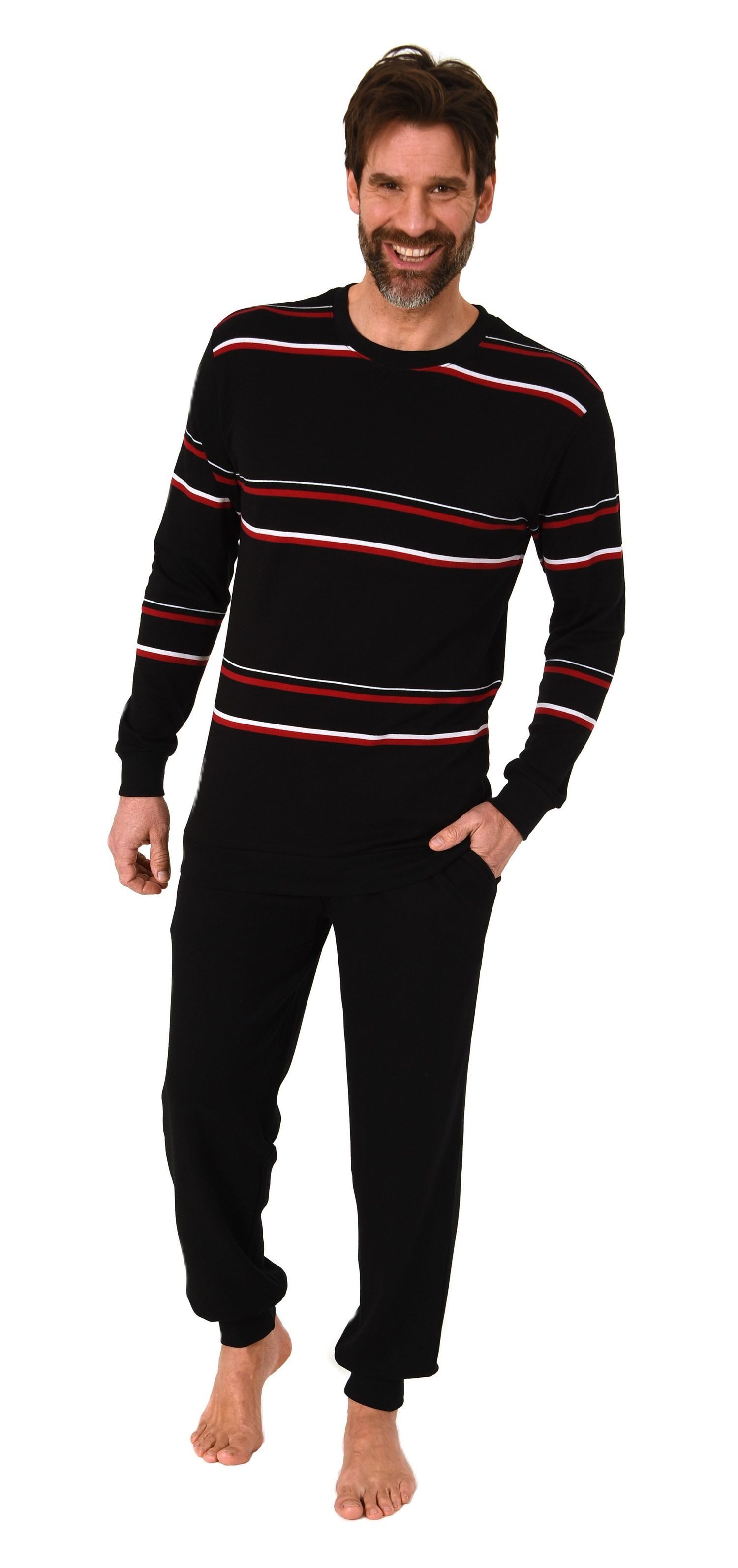 Normann Pyjama Herren Schlafanzug mit Bündchen günstig online kaufen