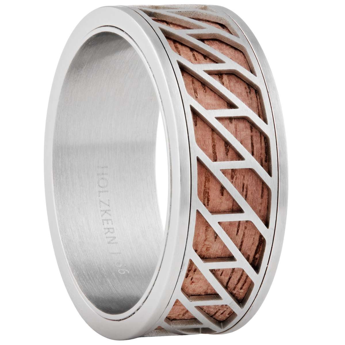 Holzkern Fingerring bariton-walnuss, Herrenring Edelstahl Bariton Walnuss/Silberfarben