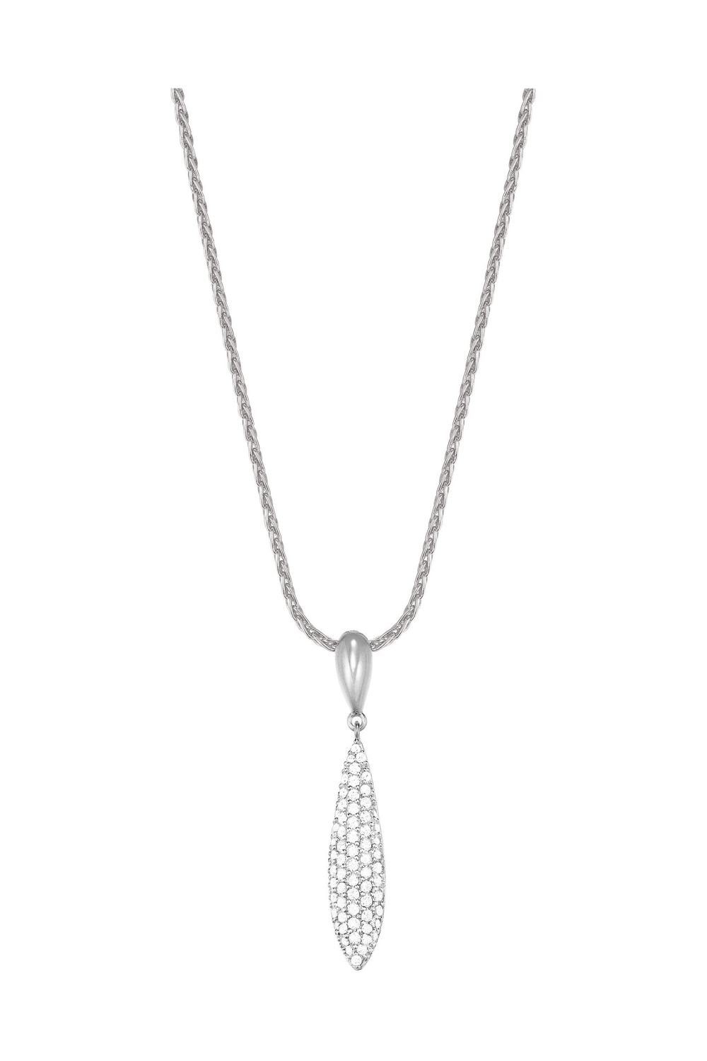 Esprit Collier Halskette Damen Metall Zopfkette Zirkonia 42cm Karabiner ESNL03370A420, aus Metall, Silber, Zirkonia, Anhänger in Tropfenform, 42cm lang