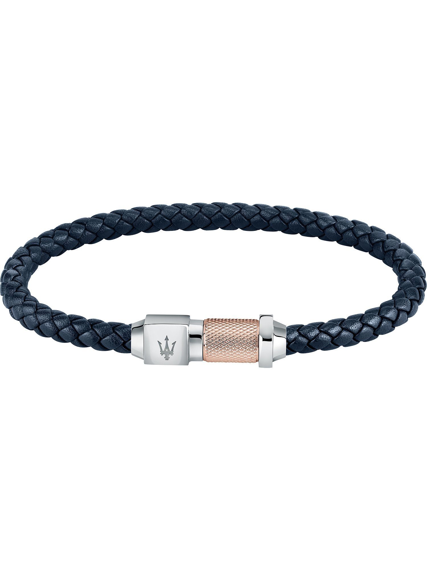 MASERATI Edelstahlarmband Maserati Herren-Armband Edelstahl, Leder, recycelt blau | Edelstahlarmbänder