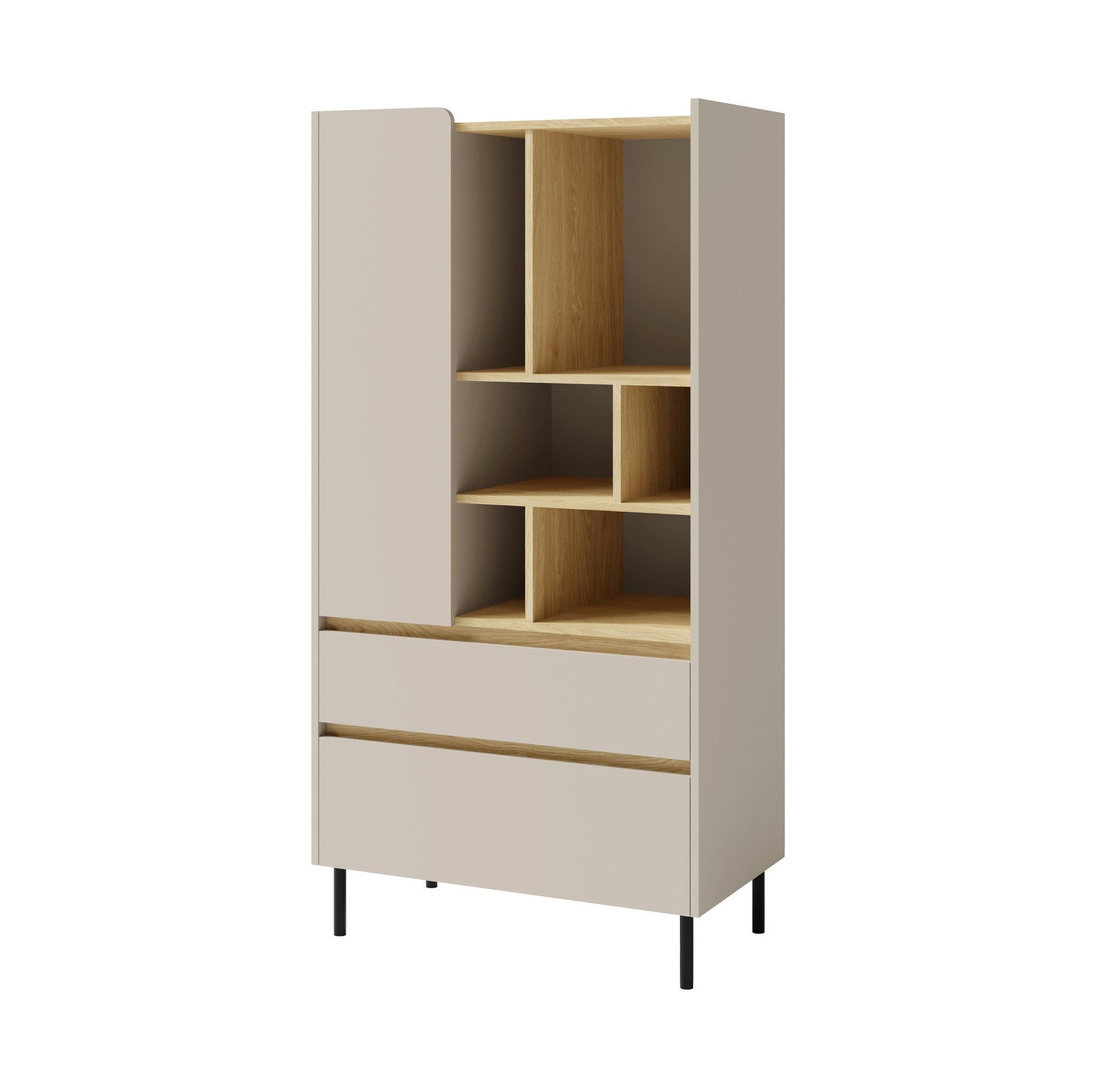 Beautysofa Bücherregal LICO mit 2 Schubalden und 1 Tür