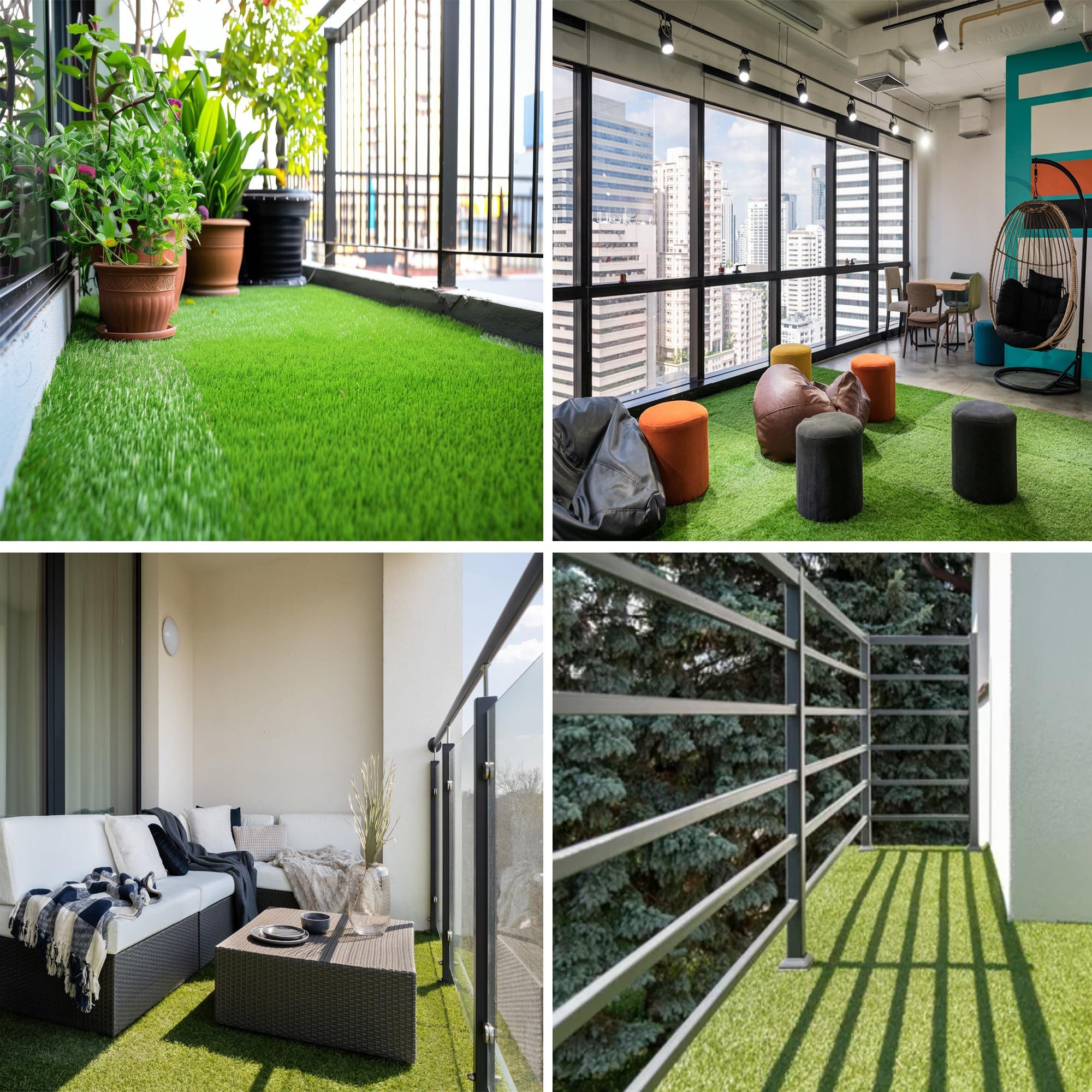 Mazovia Kunstrasen Kunstrasen für Garten Balkon Terrasse Wintergärten - Meterware Outdoor, 100 x 100 cm, UV-beständig