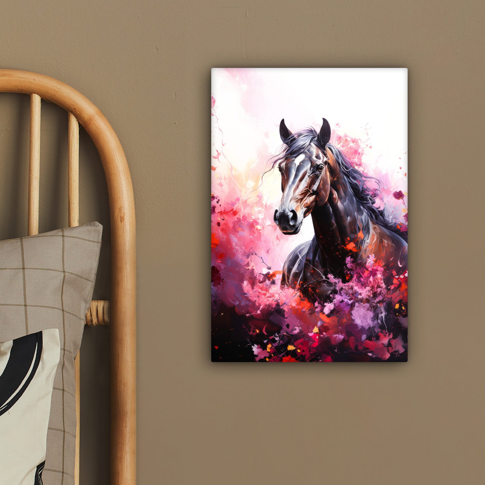 OneMillionCanvasses® Leinwandbild Pferd - Tiere - Mädchen - Rosa, Fotodruck (1 St), Teenager Zimmer Bild, Jugendzimmer Deko, Kinder Wanddeko, 20x30 cm – Bild 4 von 5