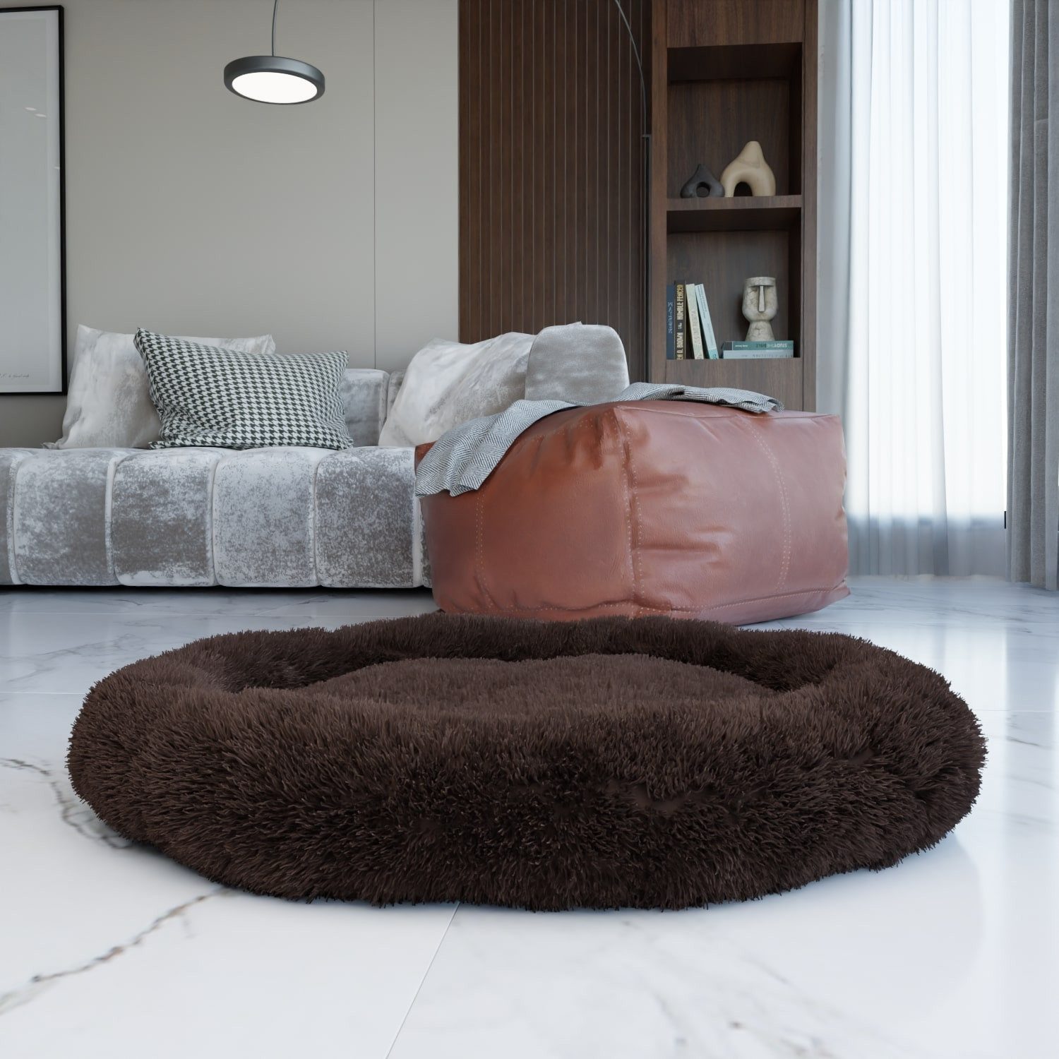 BENNO Hundebett Hundebett BALU Donut 70x70x16 cm, rutschfest, abnehmbarer Bezug, Hundebett BALU 70 cm – rundes Kuschelbett, waschbar, rutschfest – Bild 4 von 5