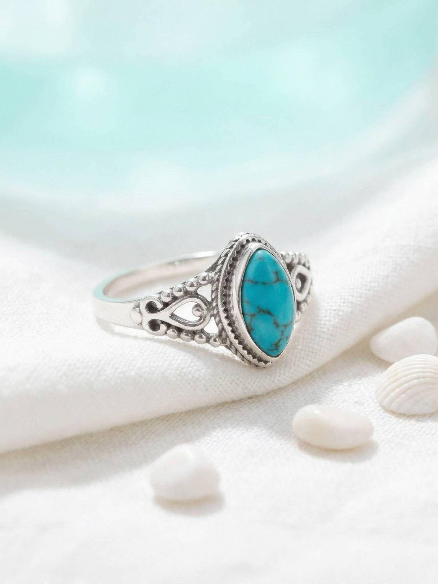 mantraroma Silberring MERANDAL aus 925 Silber mit Türkis (Ring mit Schmuckb günstig online kaufen