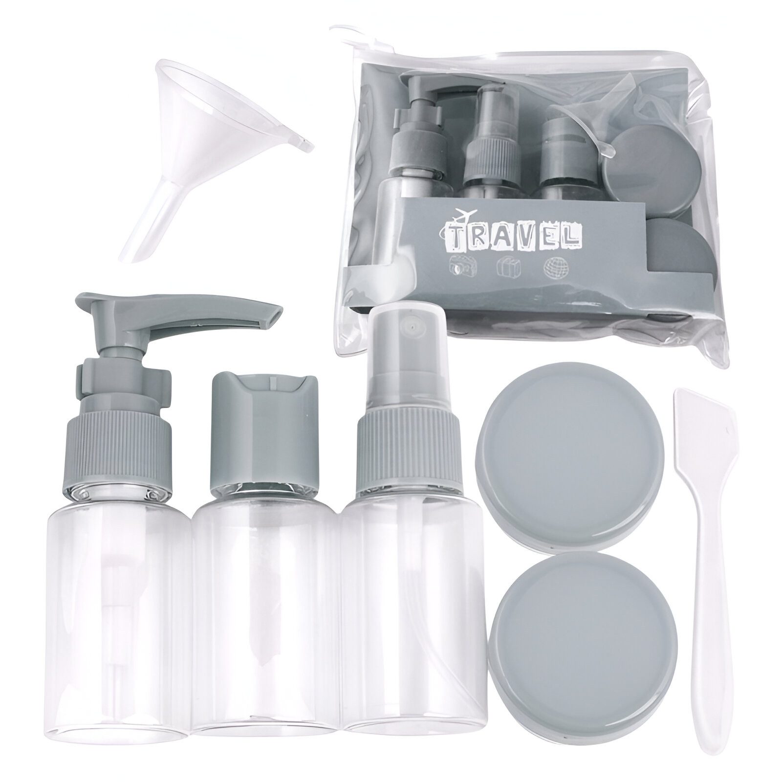 WS-Trend Reisebehälter Kulturbeutel Reiseflaschen 7-tlg Set, Schampooflasche Dosen (Spar-Set, 7 St)