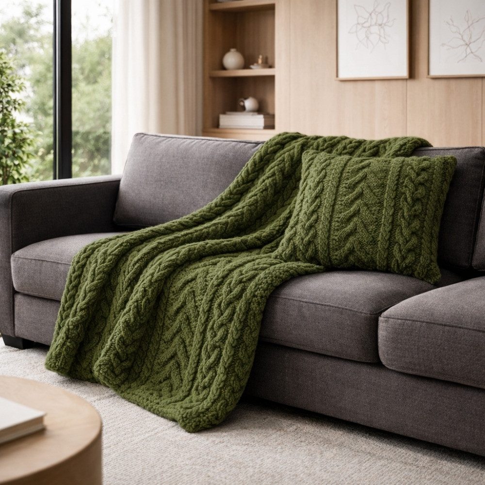 Wohndecke Meran, REALLaxx, 150 x 200 cm, Kuscheldecke Sofaüberwurf in Strickoptik