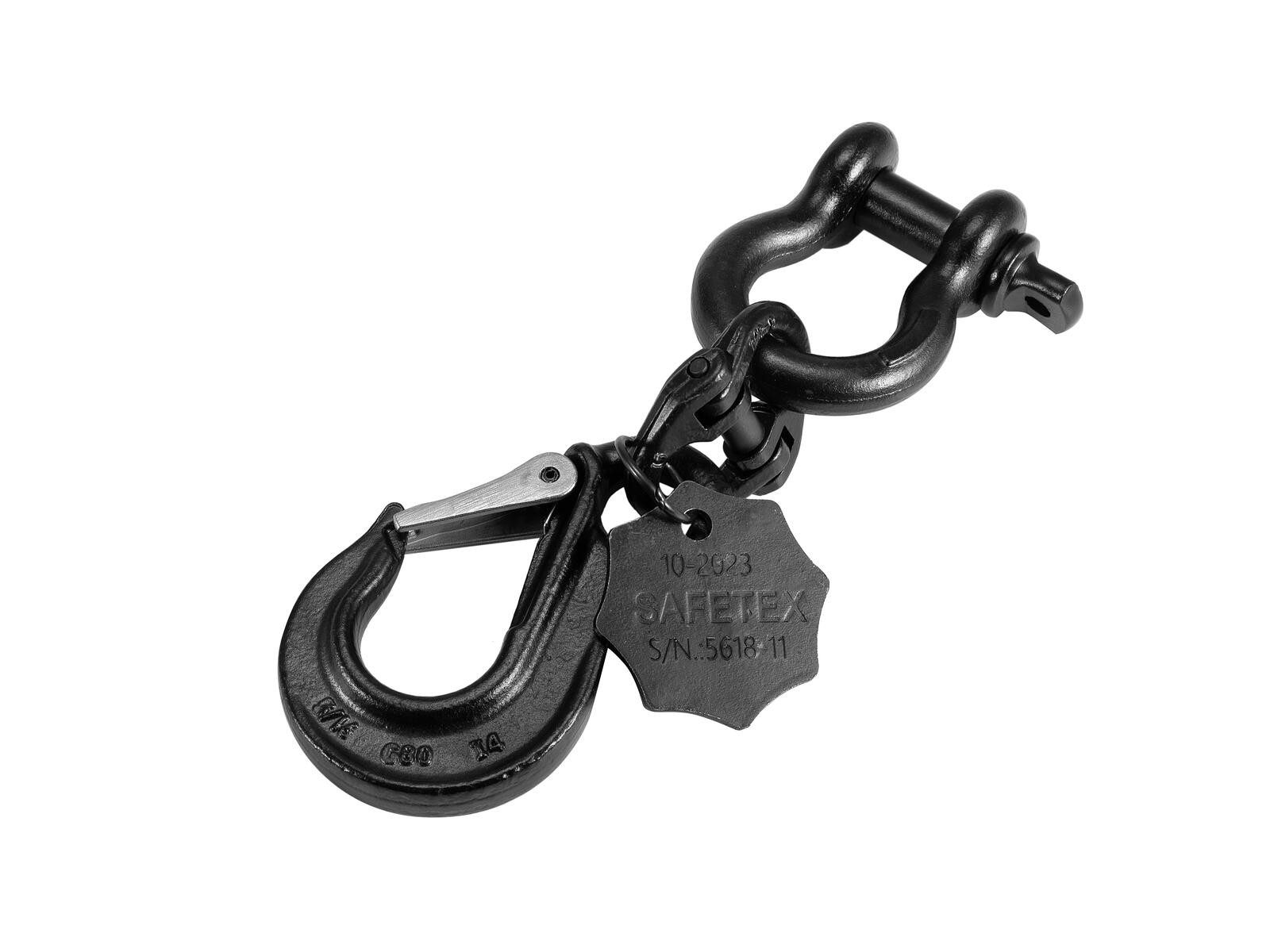 Safetex Kettenzug SAFETEX Universal Lasthaken 22cm schwarz eloxiert WLL2000kg