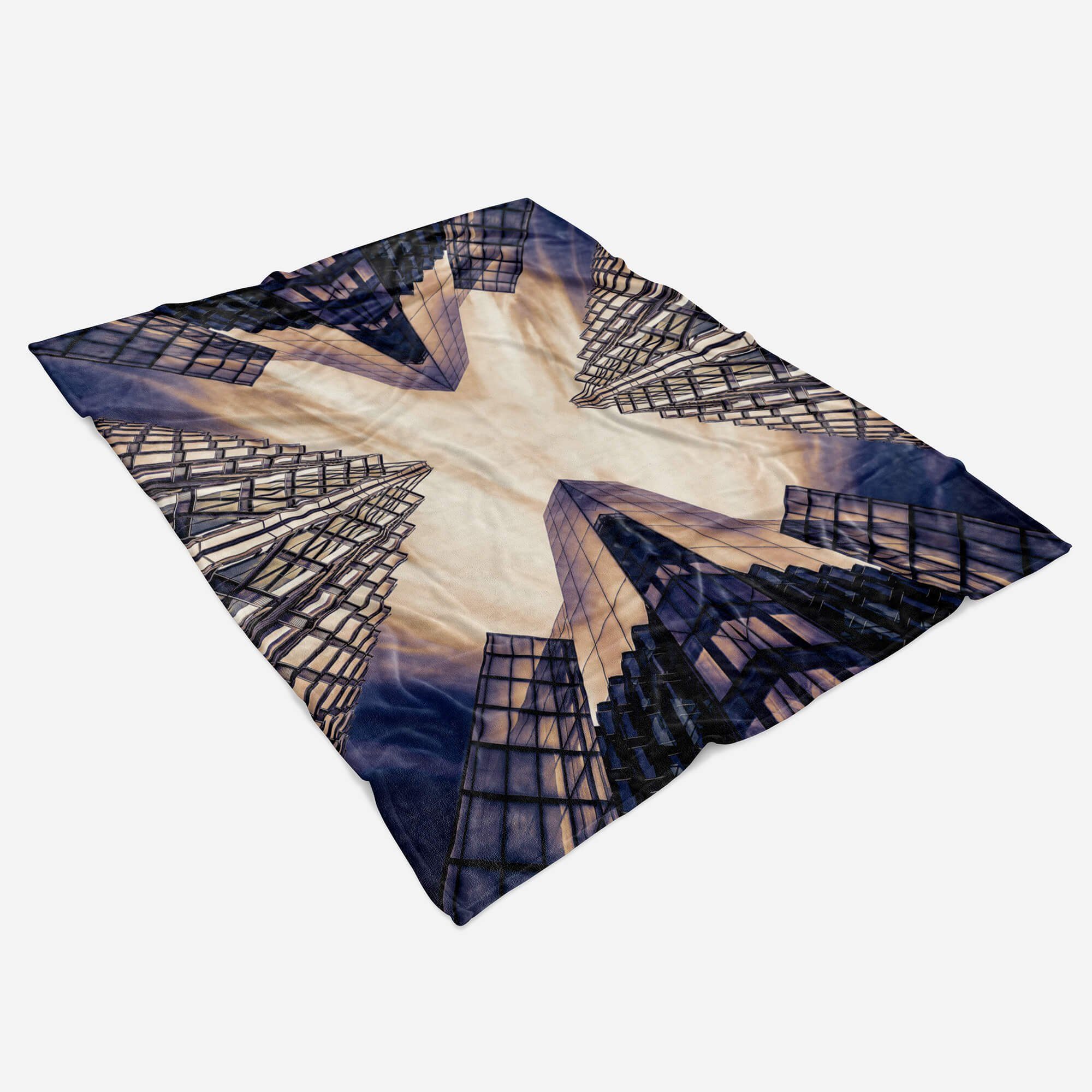 mit Handtücher Fotomotiv Baumwolle-Polyester-Mix Handtuch Kuscheldecke Saunatuch Art (1-St), Handtuch Architektur Strandhandtuch Perspe, Sinus
