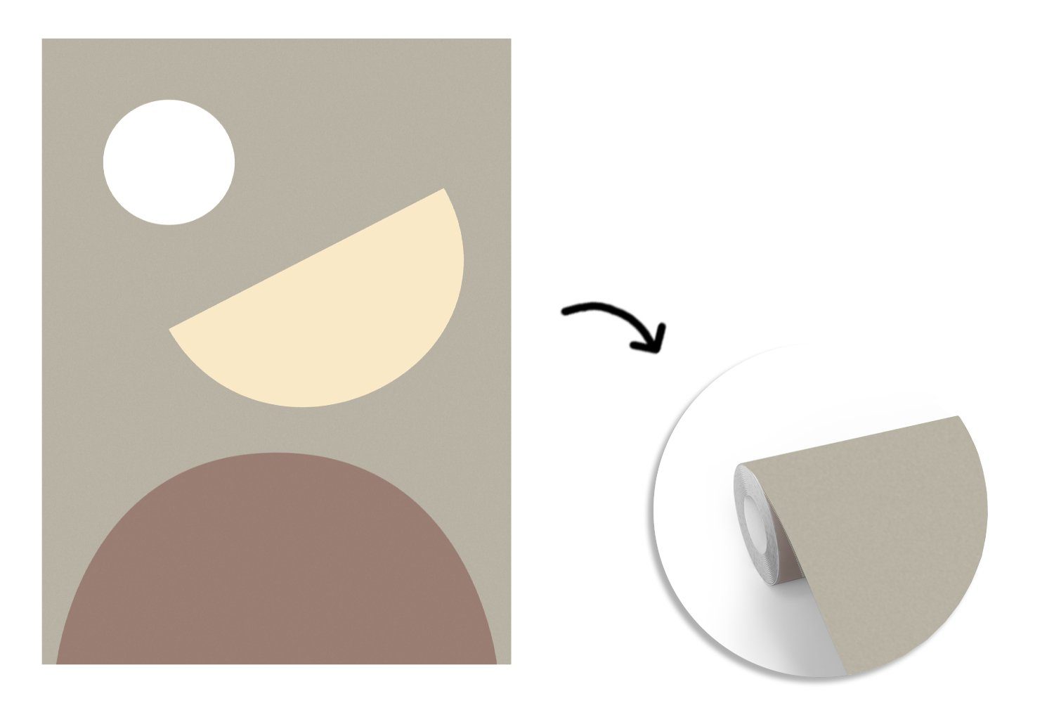 Montagefertig (4 Matt, Formen bedruckt, Gelb, - Tapete Wandtapete für Wohnzimmer, St), Kreis Vinyl - - Abstrakt Fototapete MuchoWow