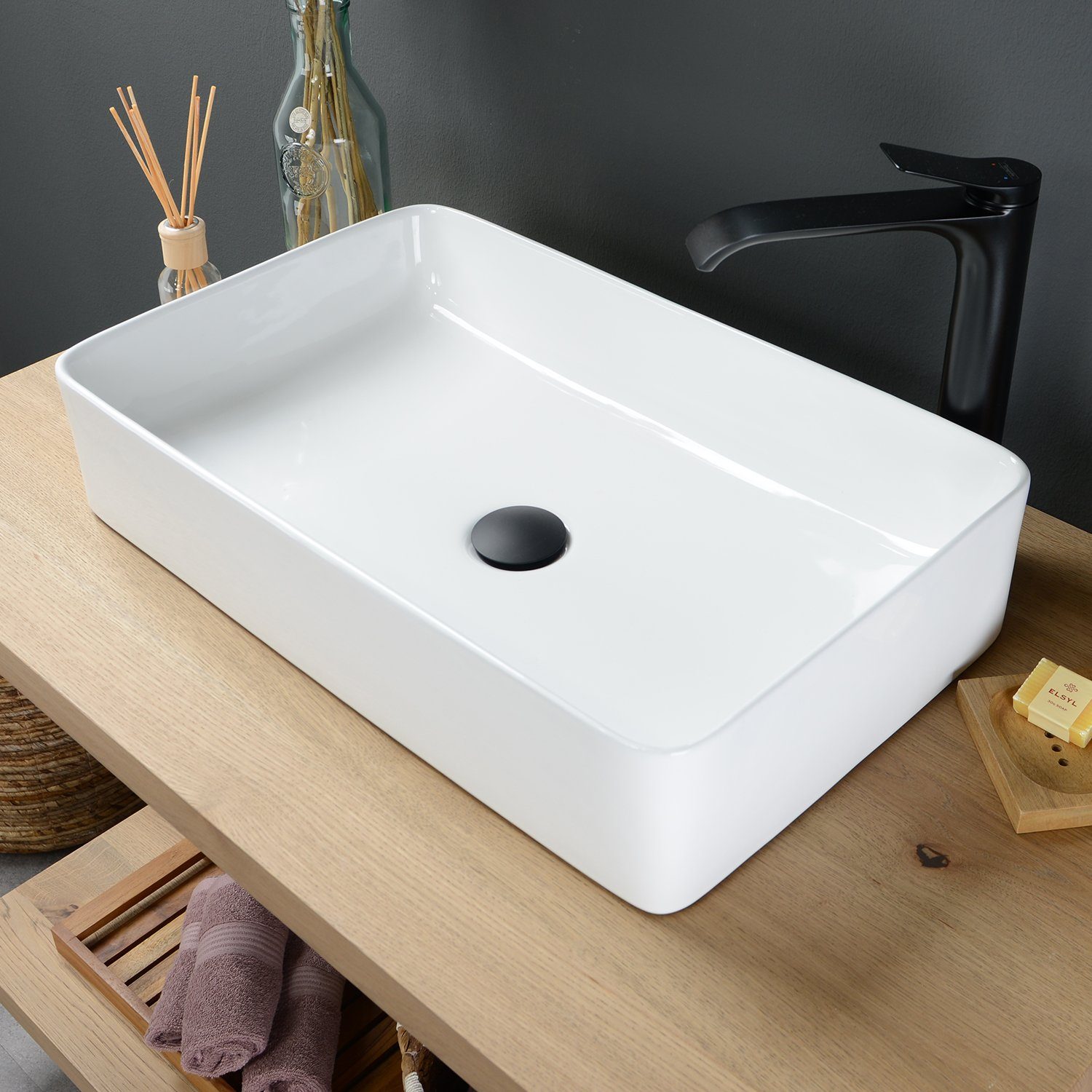 wohnfreuden Aufsatzwaschbecken Keramik Aufsatzwaschbecken 60 cm günstig online kaufen