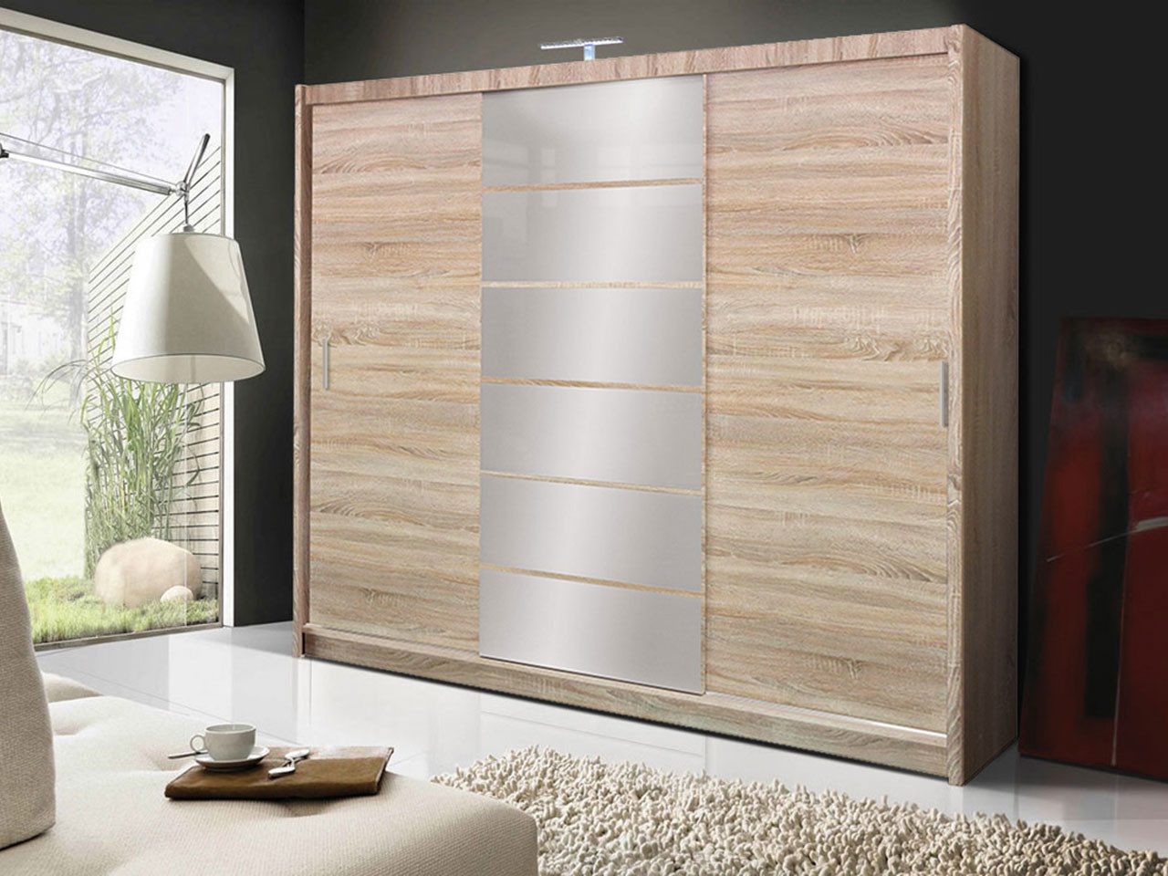 MIRJAN24 Kleiderschrank Malibu LED (mit Schiebetüren) günstig online kaufen