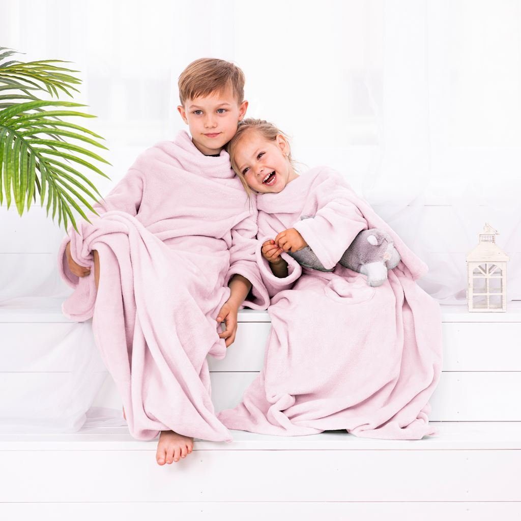 Ärmeldecke Lazy Kinder - Tragbare für Kids mit Ärmeln, TV Kuscheldecke Tagesdecke powderpink DecoKing, Blanket