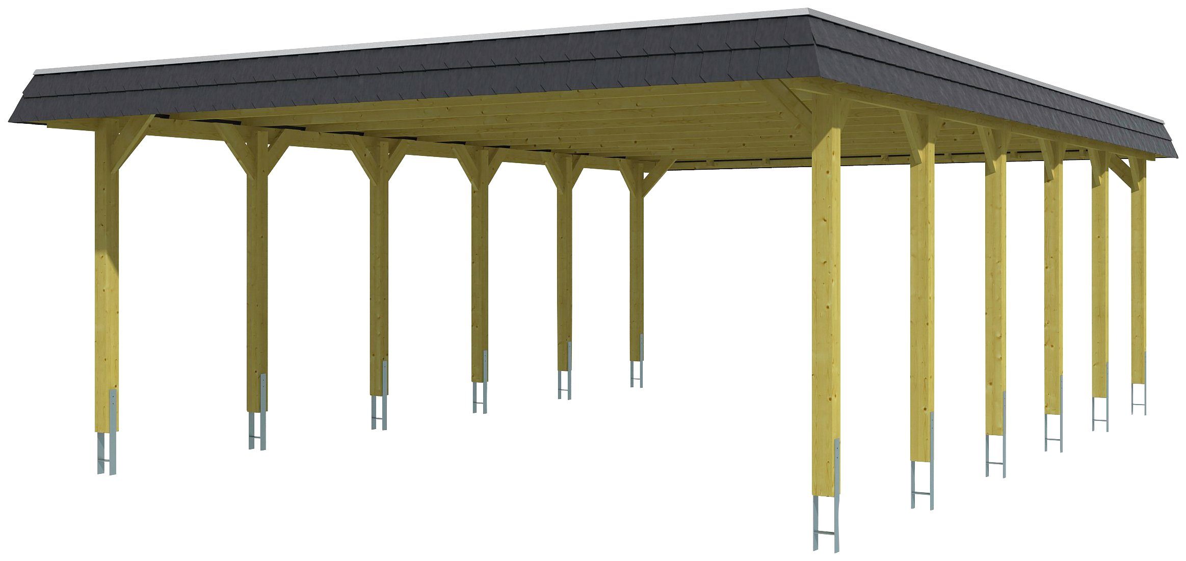 Skanholz Doppelcarport Spreewald, BxT: 585x893 cm, 215 cm Einfahrtshöhe,  Flachdach-Carport, Dachschalung mit EPDM-Folie