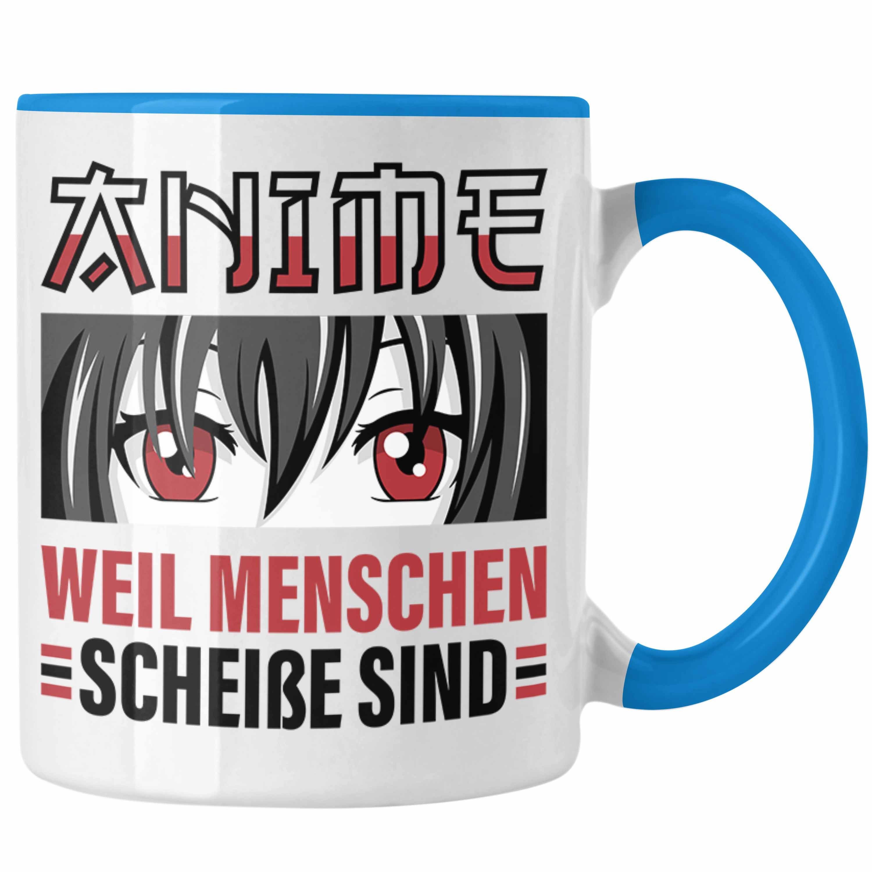 Trendation Tasse TRENDATION Anime Tasse Geschenk Spruch Kaffeetasse Blau