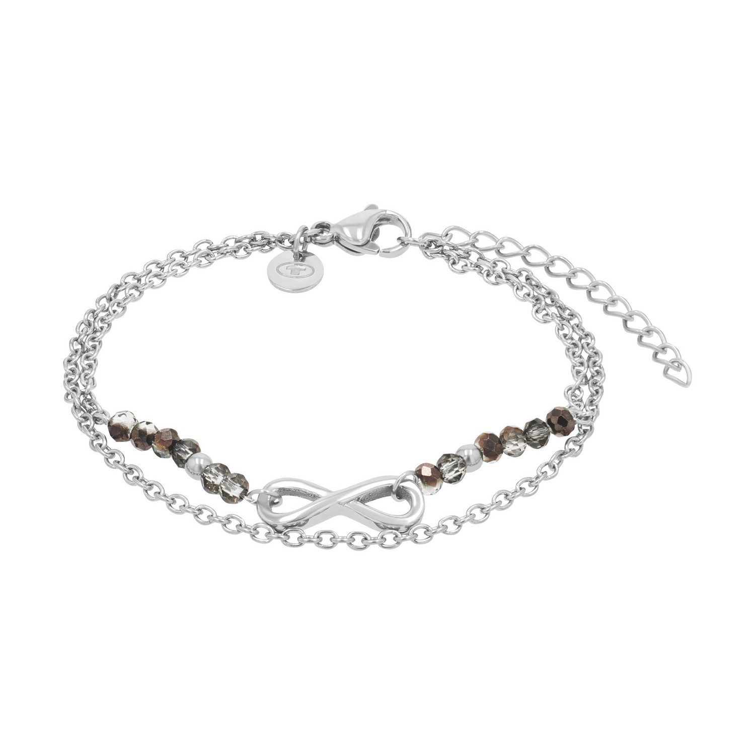 TOM TAILOR Armband Schmuck Geschenk Edelstahl Infinity Unendlichkeitsschleife, mit Glassteine