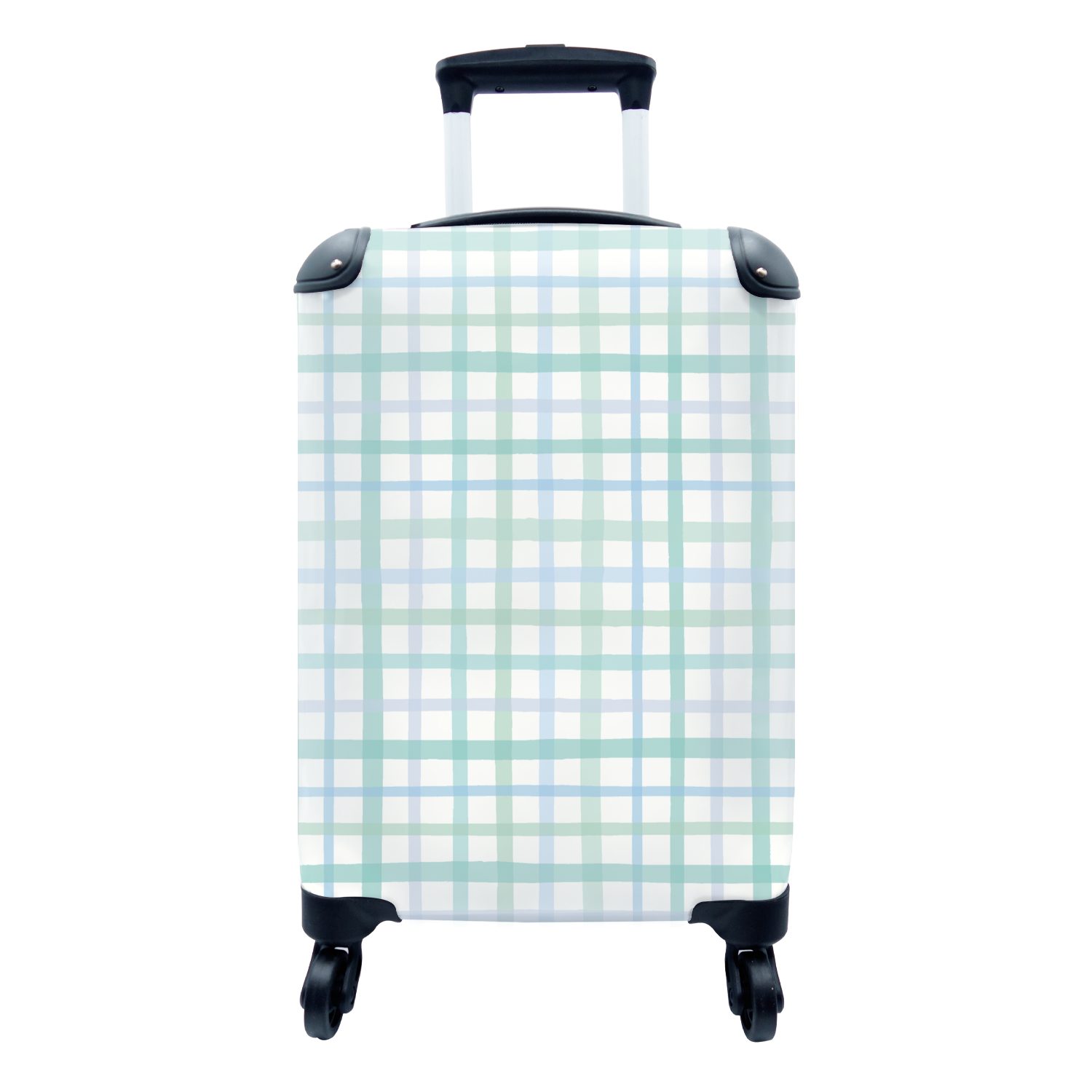 MuchoWow Handgepäckkoffer Pastell - Muster - Blau, 4 Rollen, Reisetasche mit rollen, Handgepäck für Ferien, Trolley, Reisekoffer