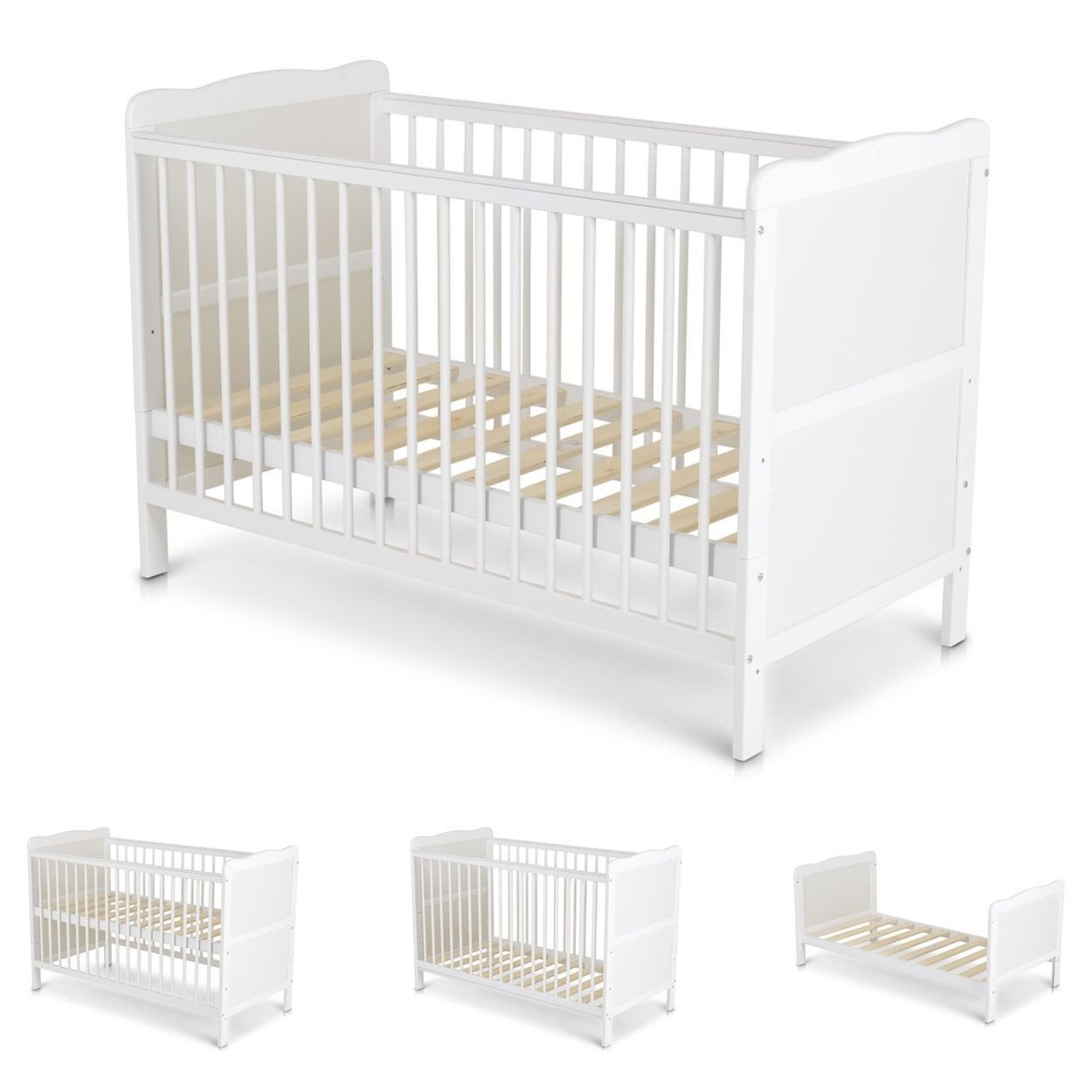 Cangaroo Komplettbett Albero 2 in 1, 120 x 60 cm, Gitterbett, Kinderbett-Umbau, Holz, Absturzsicherung