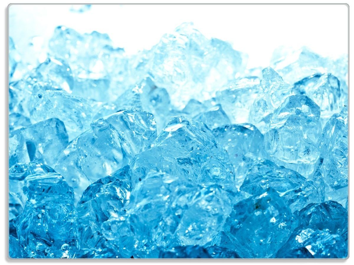 Wallario Schneidebrett Leuchtendes Eis in blau, ESG-Sicherheitsglas, (inkl. rutschfester Gummifüße 4mm, 1-St), 30x40cm