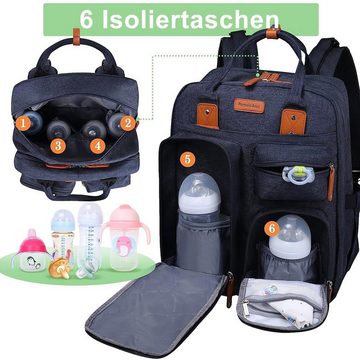 REDOM Wickelrucksack Wickeltasche Rucksack Baby Multifunktions-Babytaschen Wärmeisolierte (Windeln Babyflasche Milchfläsche Rucksack Tasche mit Flaschenhalter, Multifunktional, Babytasche, für Mama und Papa unterwegs, mit Laptopfach), mit tragbarer mobiler Wickelauflage Schnullerhalter Kinderwagengurte