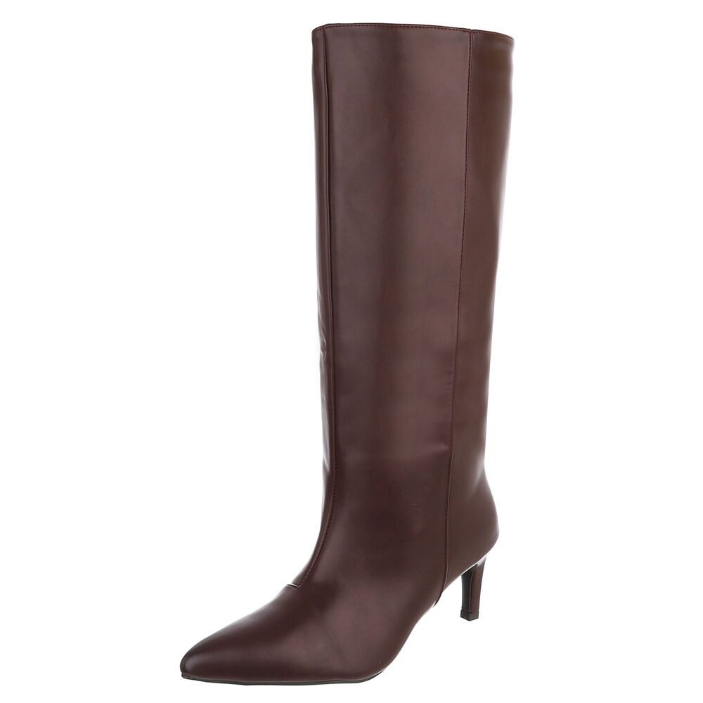 Ital-Design Damen Kniehohe Stiefel mit Absatz und Spitze Stiefel (92457684) Pfennig-/Stilettoabsatz Stiefel in Weinrot