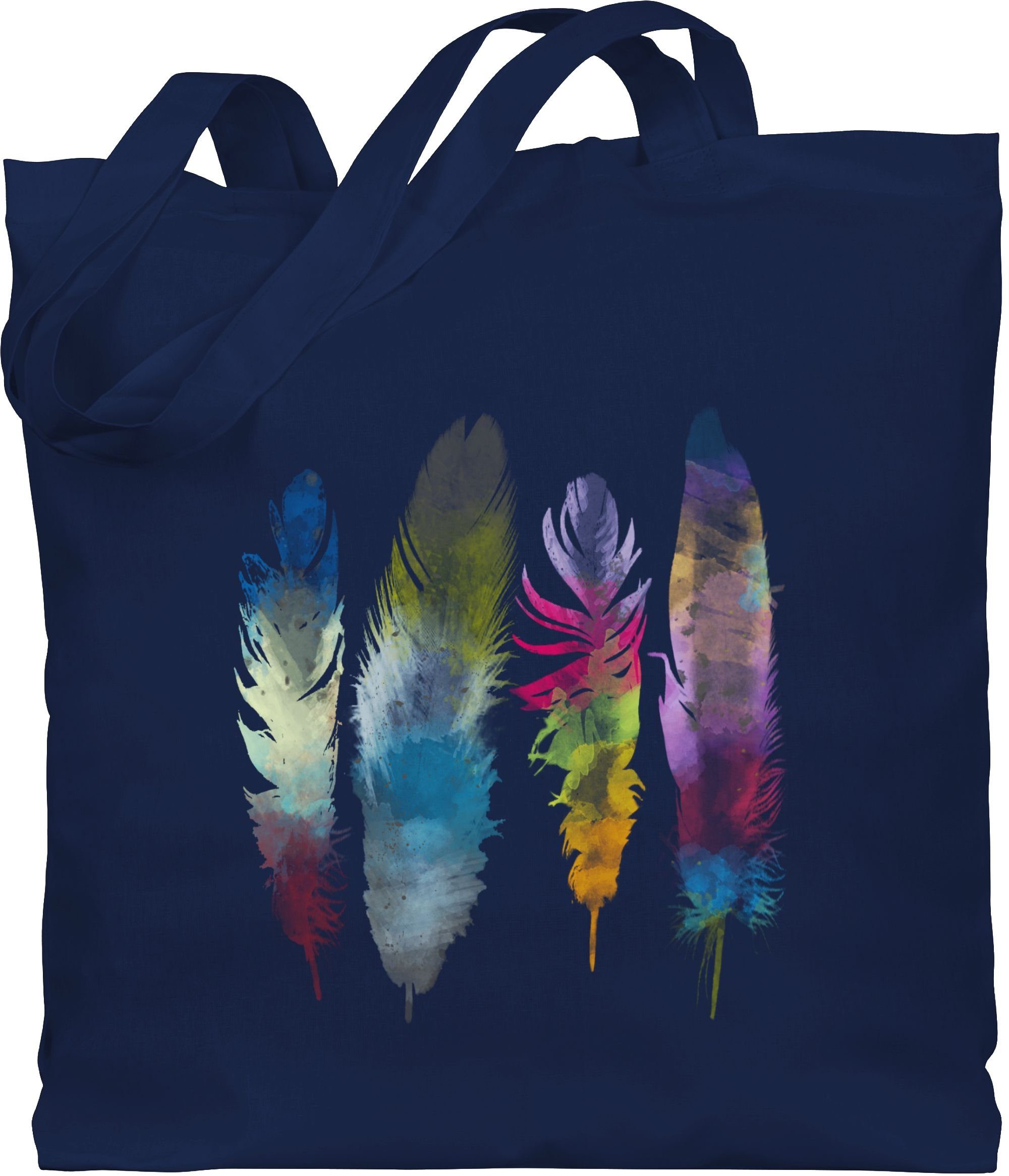 Shirtracer Umhängetasche Federn Wasserfarbe Watercolor Feathers, Kunst 1 Navy Blau | Canvas-Taschen