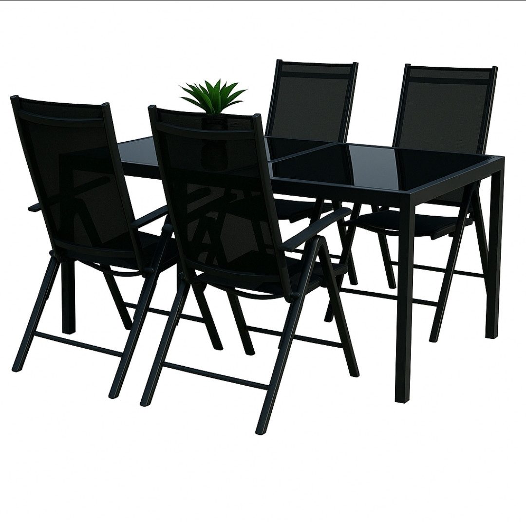 BruKa Gartentisch Sitzgruppe POETTO 4 Personen Aluminium Gartenmöbel Tisch, günstig online kaufen