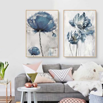 KIKI Wandbild 3-teiliges Premium Poster Set, Aesthetic Blume Schmetterling Leinwand, (3 St)