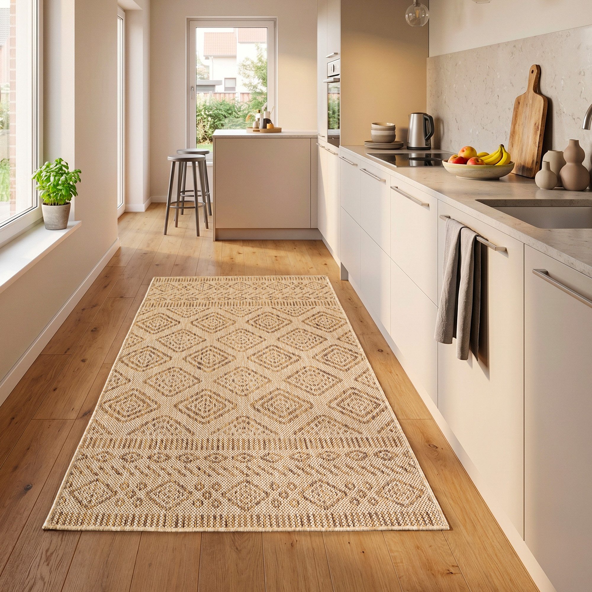 SIMPEX24 Outdoorteppich Ethno, Läufer, Höhe: 3 mm, Teppich Wetterfest Waschbar Balkon, Garten, Terrasse und Küchenteppich
