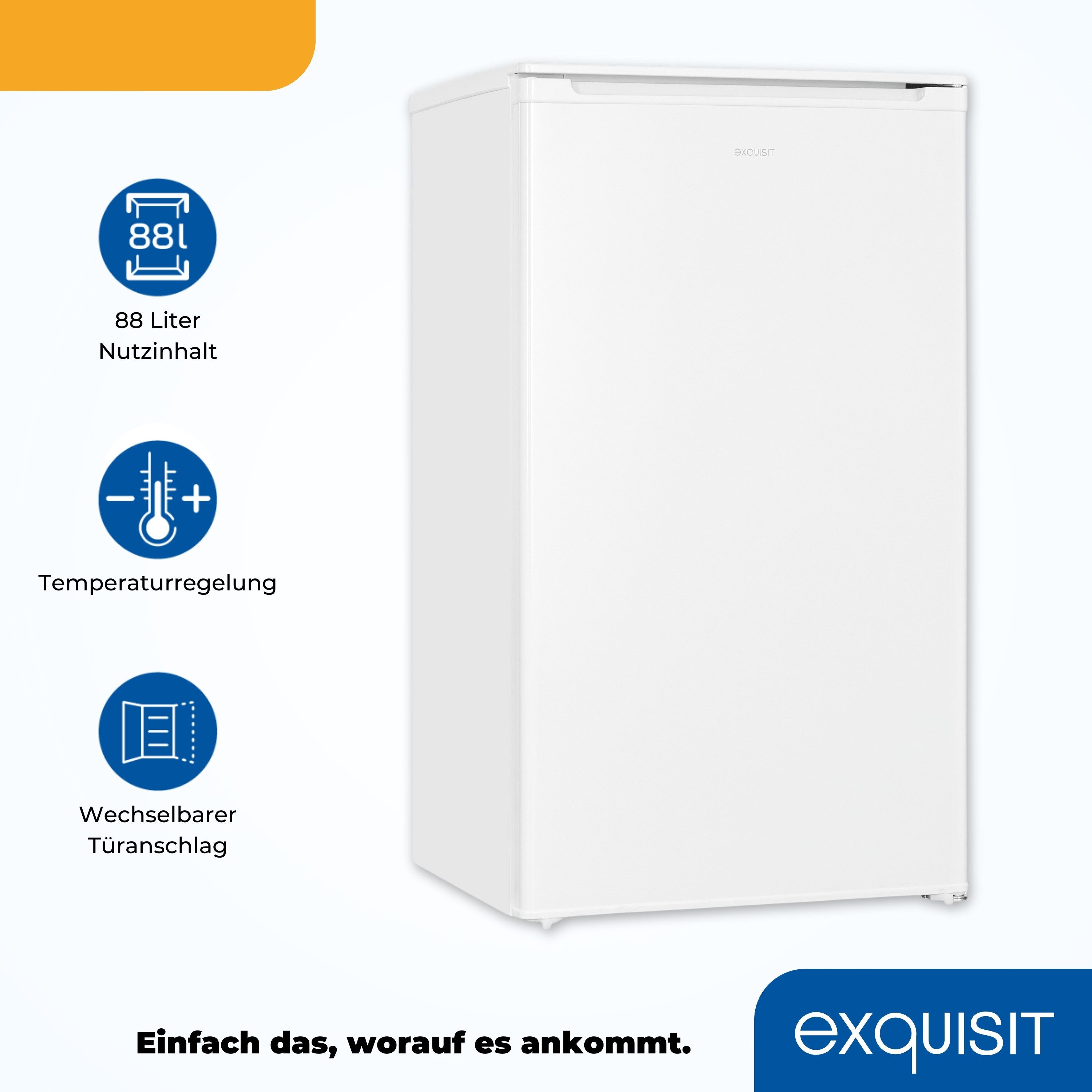 exquisit Kühlschrank KS116-V-042E, 85.5 cm hoch, 48 cm breit, verstellbare Glasablagen, Gemüseschublade, Türablagen