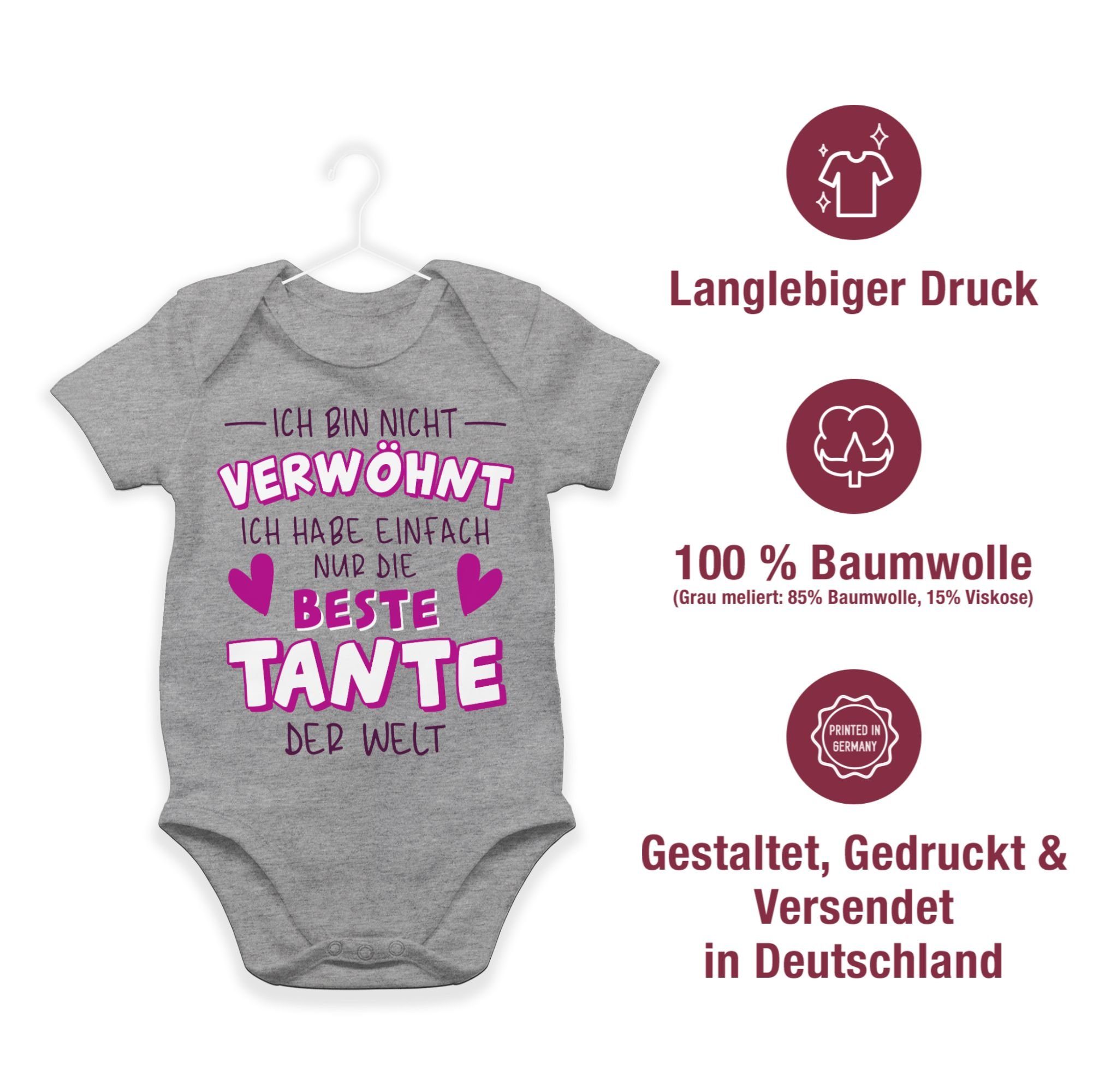 2 einfach die beste - Shirtbody Shirtracer Welt Baby Grau nur Ich der Ich Tante Sprüche nicht meliert verwöhnt bin habe