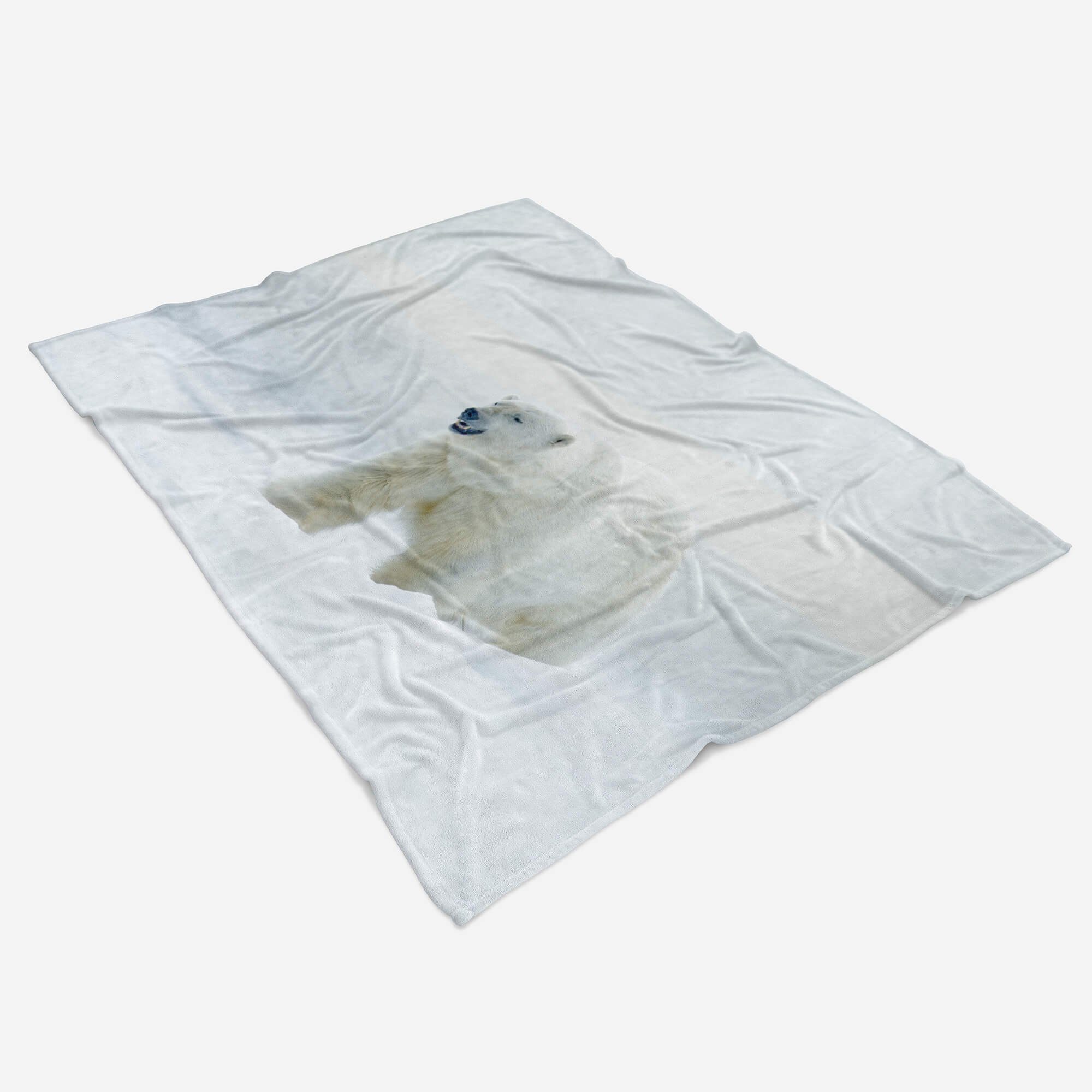 Eisbär Tiermotiv Art Sch, Baumwolle-Polyester-Mix (1-St), mit Nordpol Kuscheldecke Handtücher Handtuch Strandhandtuch Saunatuch Handtuch Sinus