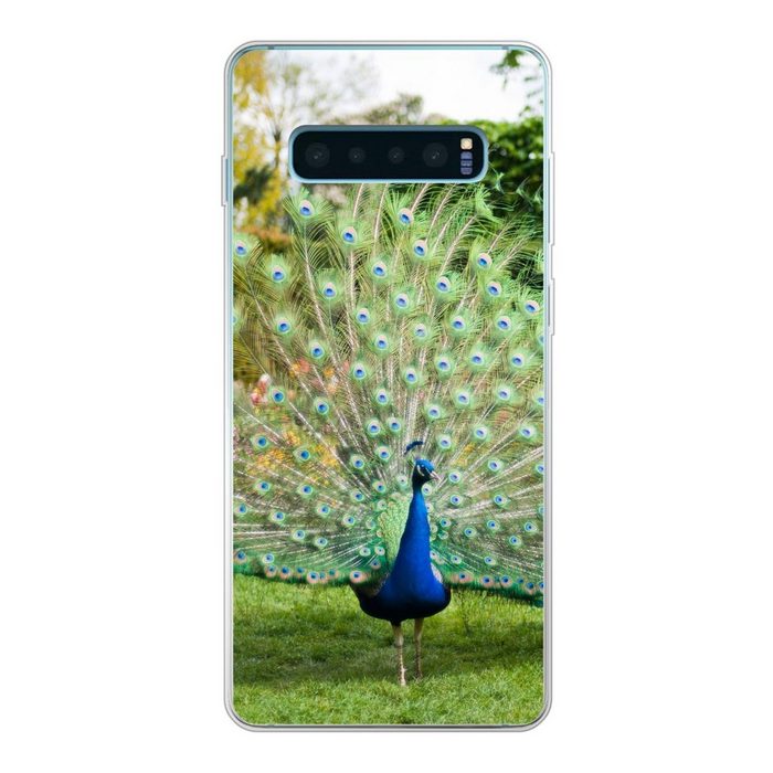 MuchoWow Handyhülle Pfau - Federn - Garten Phone Case Handyhülle Samsung Galaxy S10+ Silikon Schutzhülle